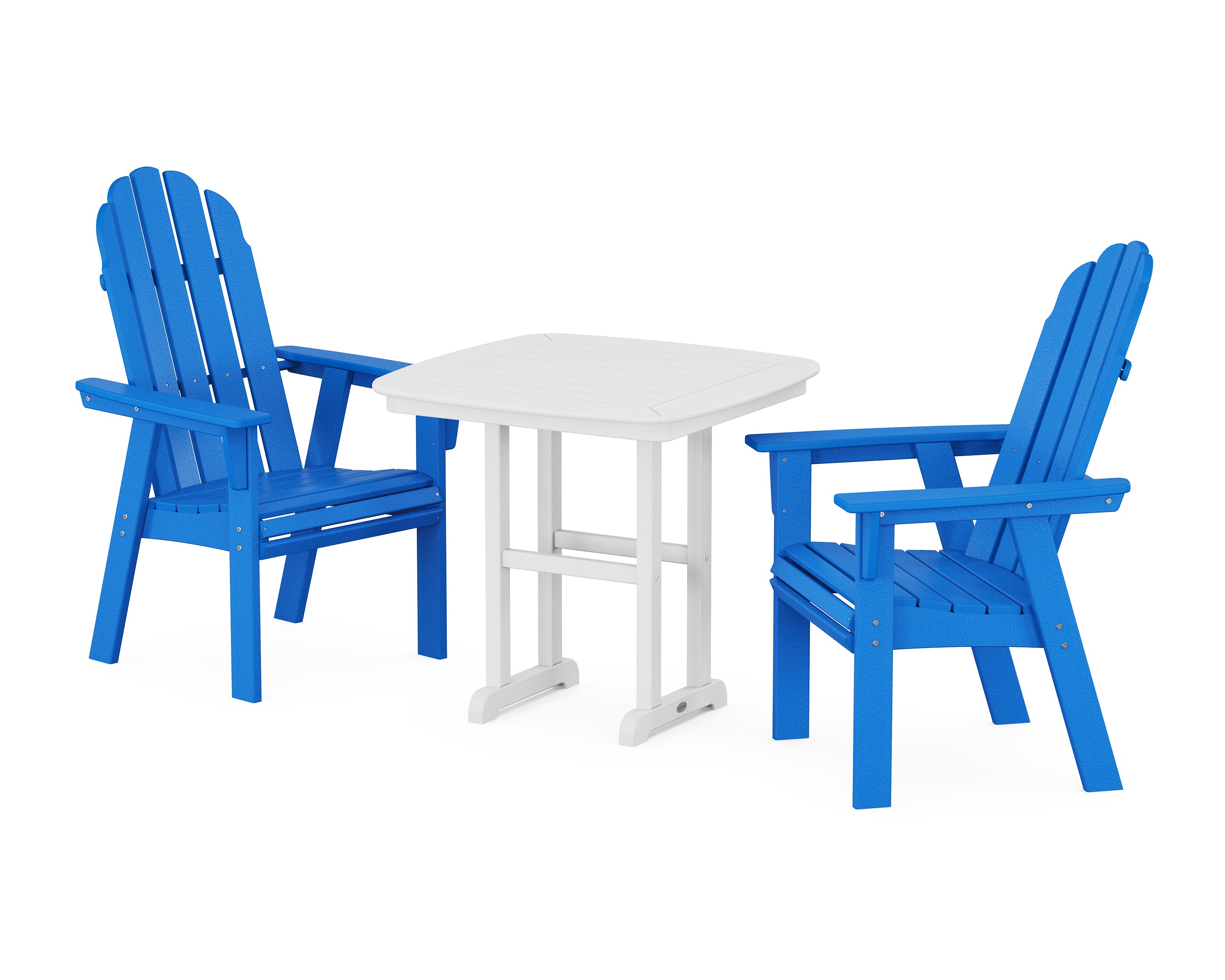 Vineyard Adirondack 3-Piece Dining Set in Pacific Blue / White