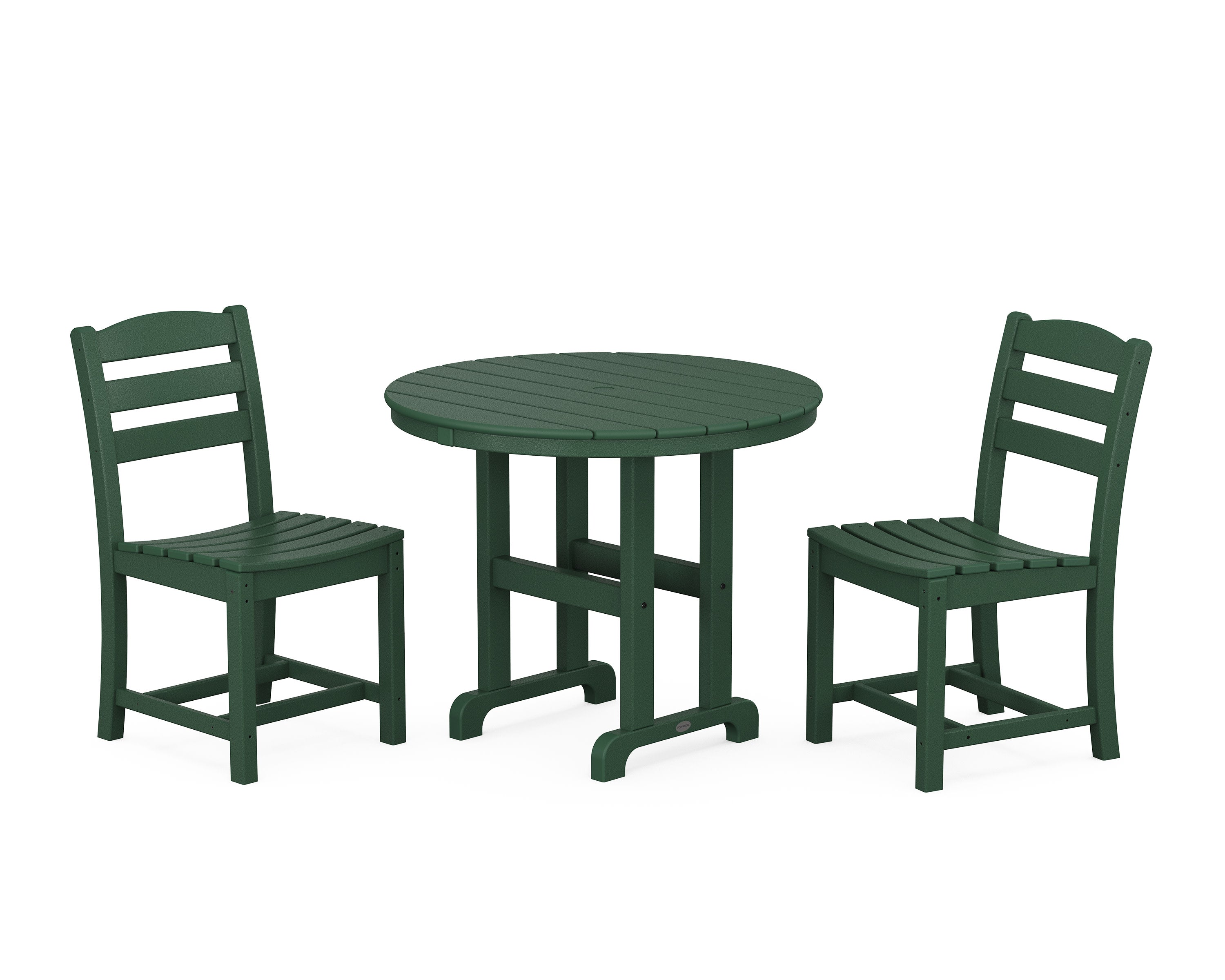 La Casa Caf Side Chair 3-Piece Round Dining Set in Green