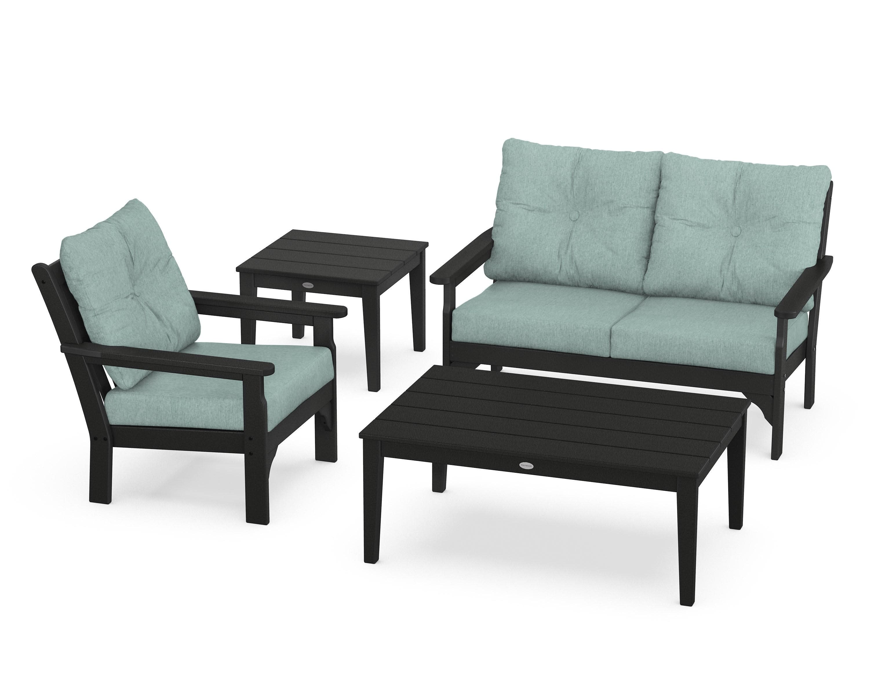Vineyard 4-Piece Deep Seating Set in Black / Glacier Spa