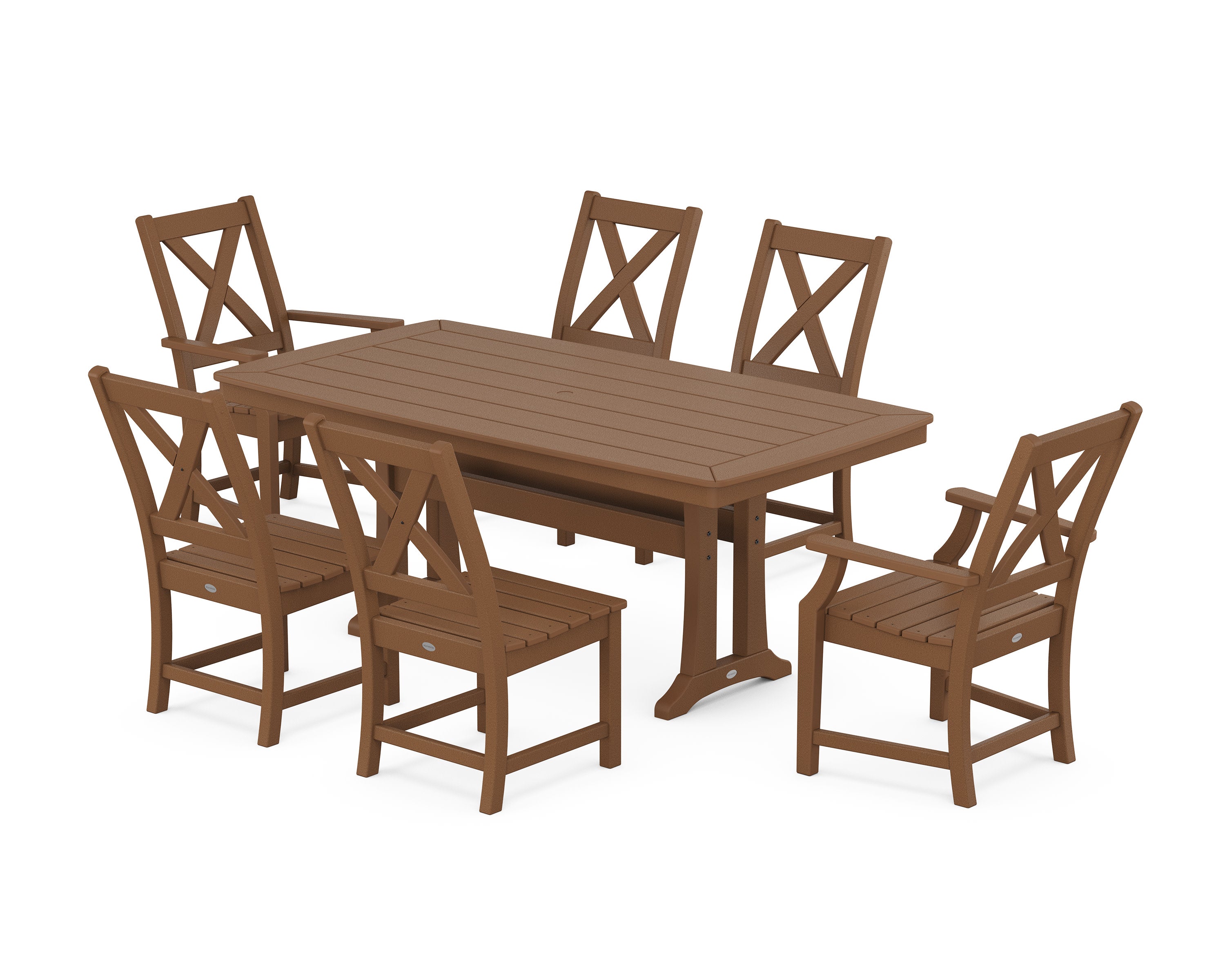 Braxton 7-Piece Dining Set with Trestle Legs in Teak