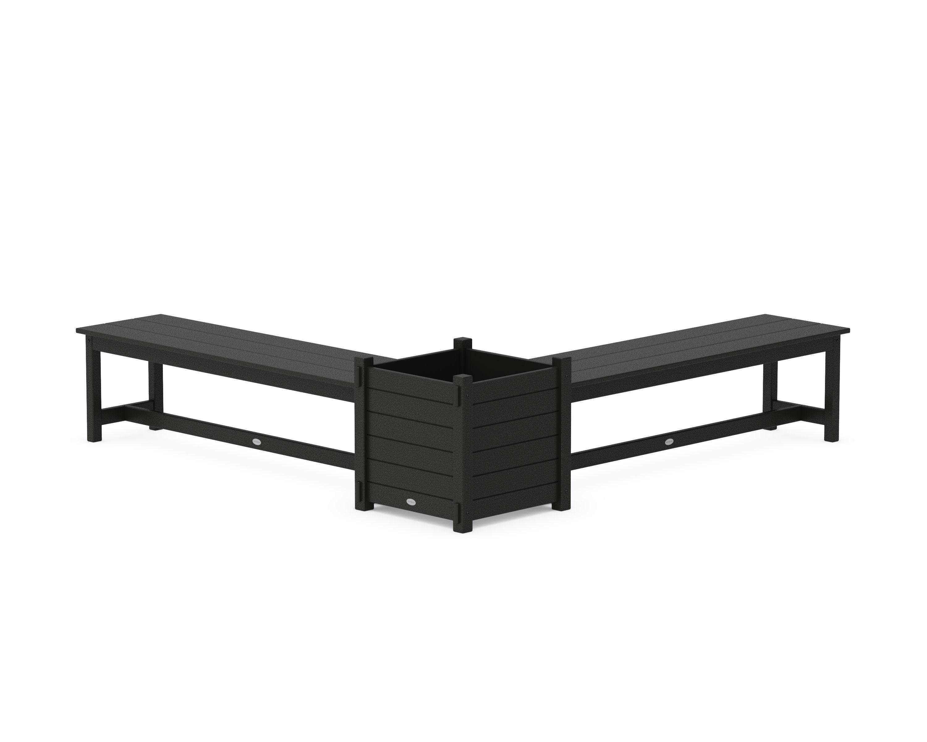 60" Nautical L- Shaped Planter Bench Set- Large in Black
