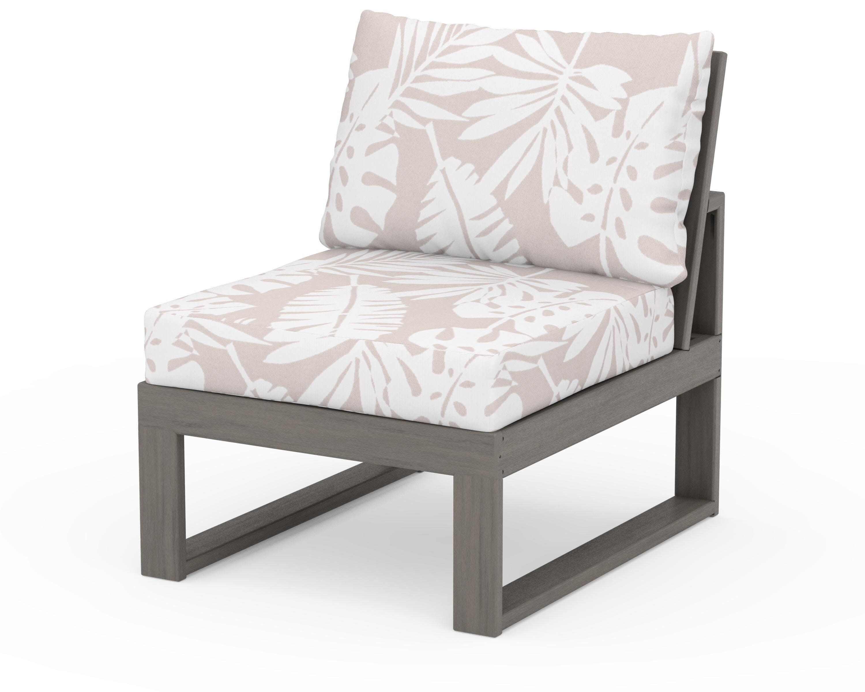 Modular Armless Chair in Driftwood / Leaf Dune Burlap