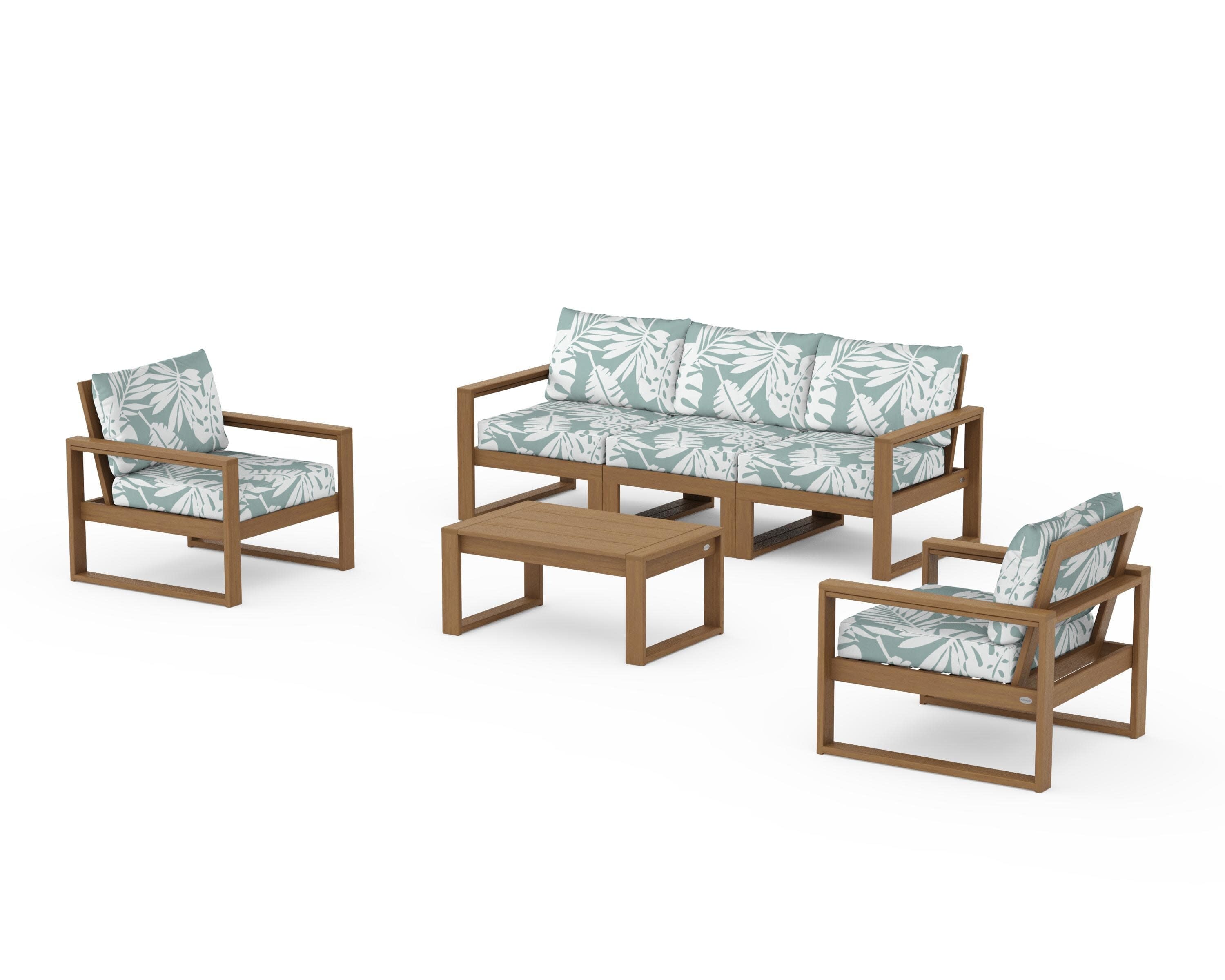 EDGE Sectional 4-Piece Deep Seating Set with Sofa in Natural / Leaf Glacier Spa