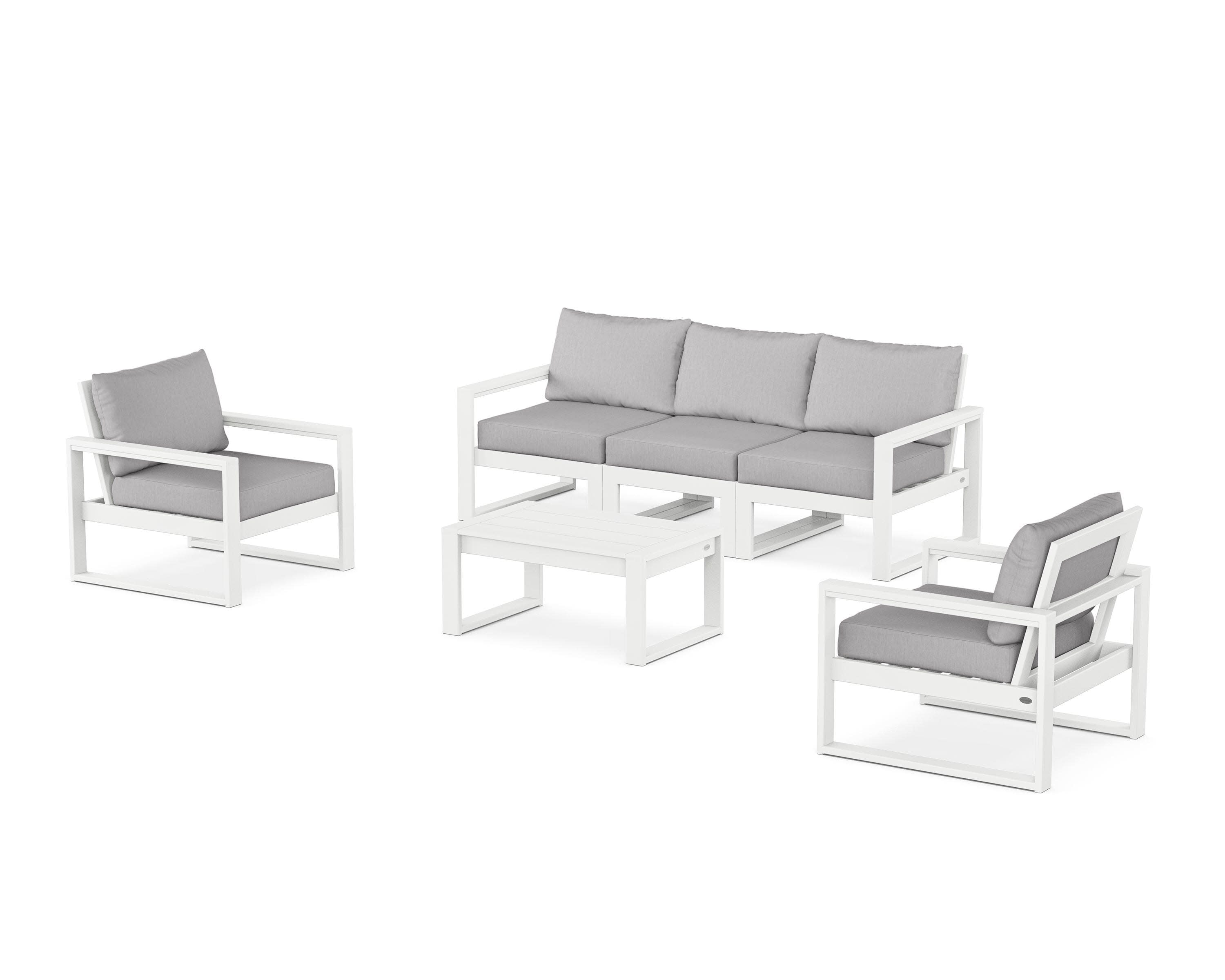 EDGE Sectional 4-Piece Deep Seating Set with Sofa in White / Granite