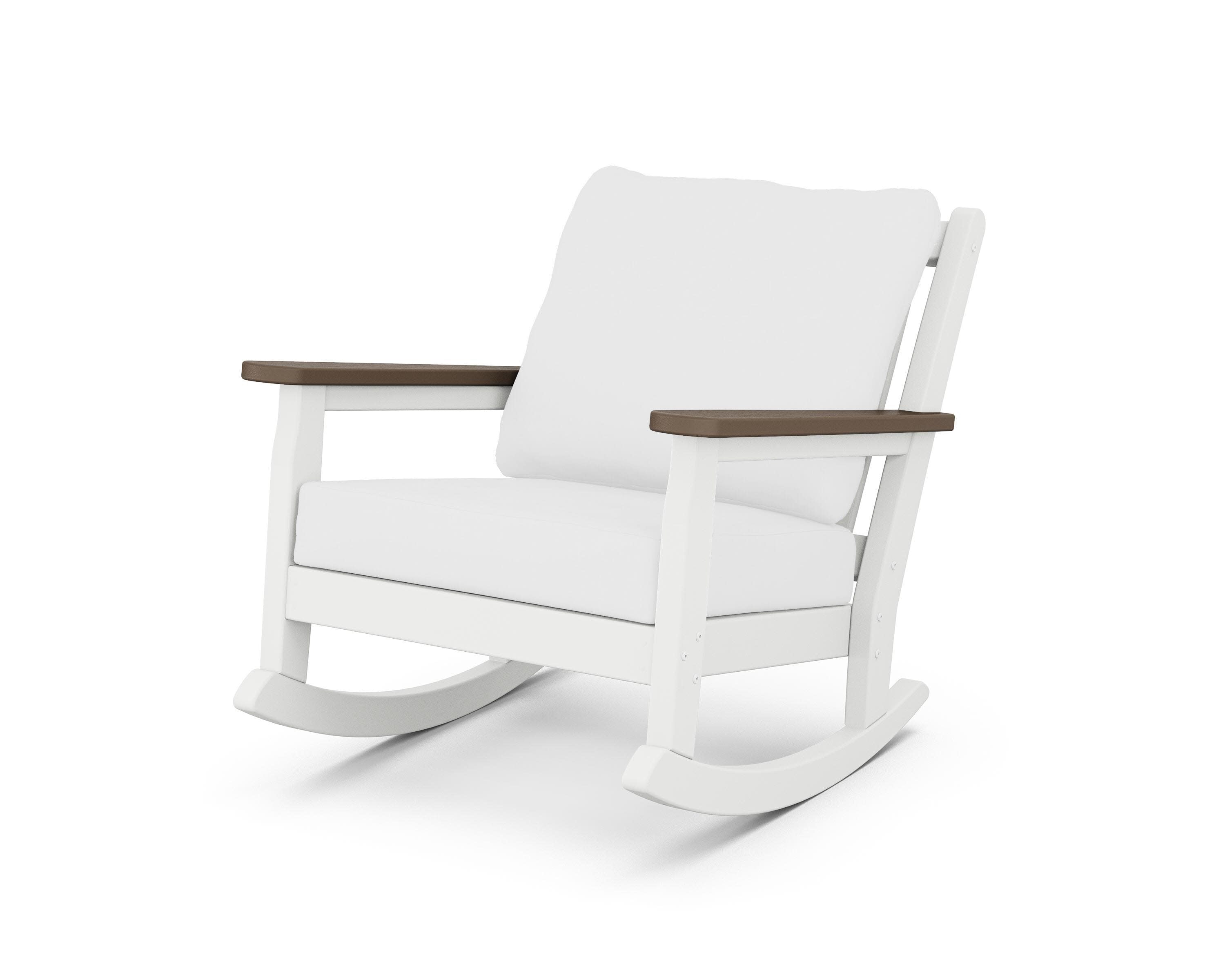 Chippendale Deep Seating Rocking Chair in White / Kona / Natural