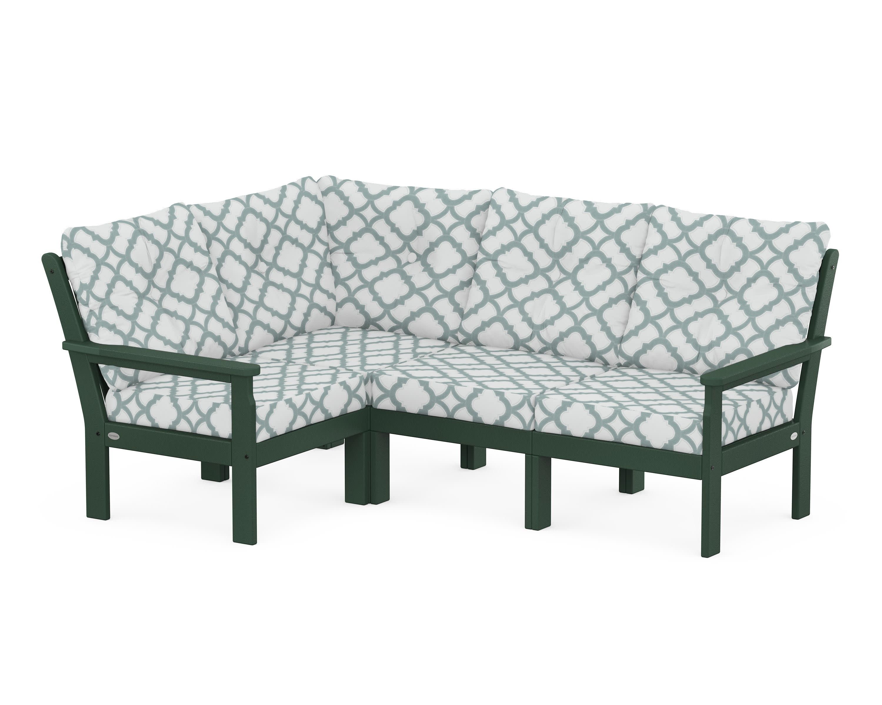 Vineyard 4-Piece Sectional in Green / Trellis Glacier Spa