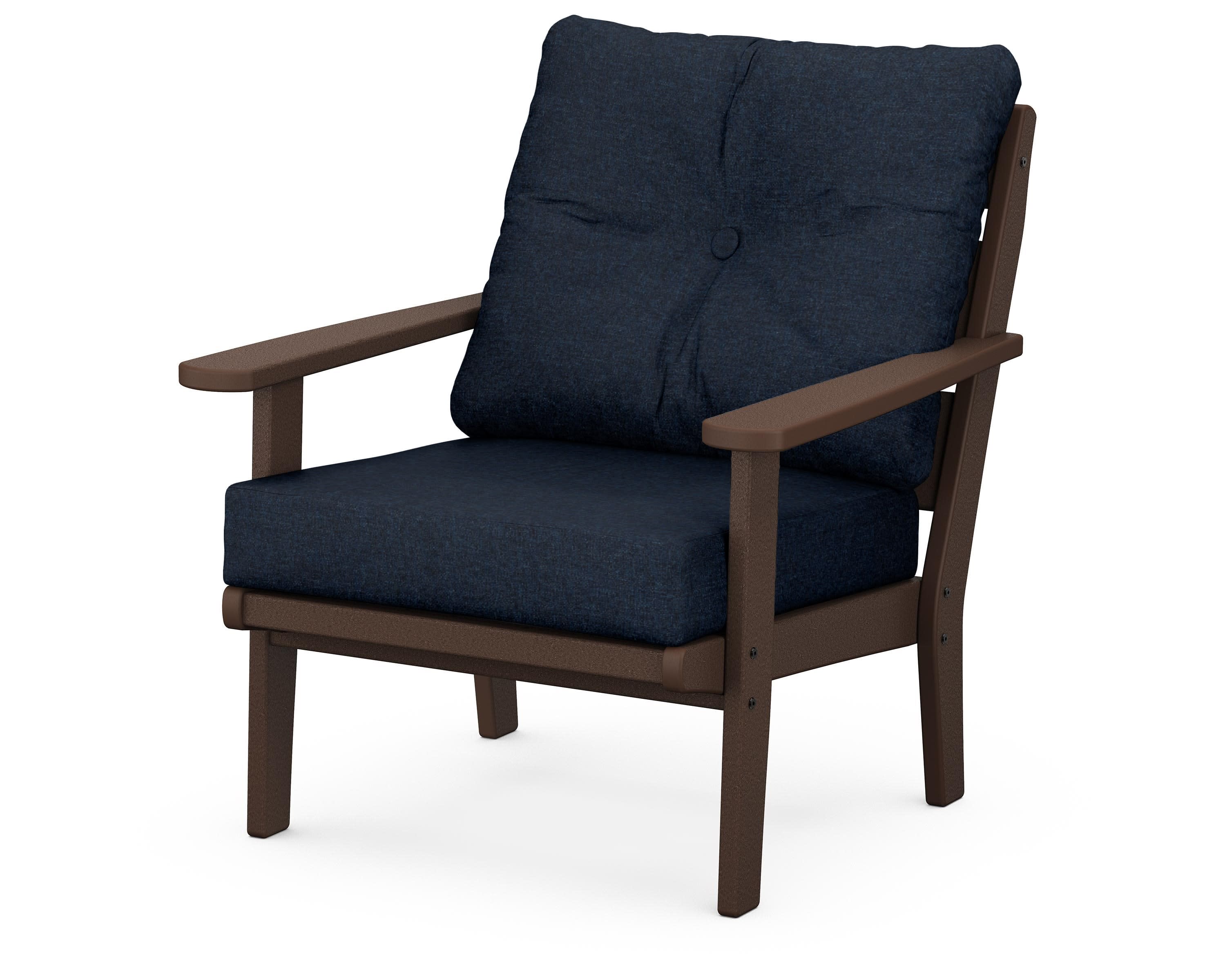 Lakeside Deep Seating Chair in Mahogany / Marine Indigo
