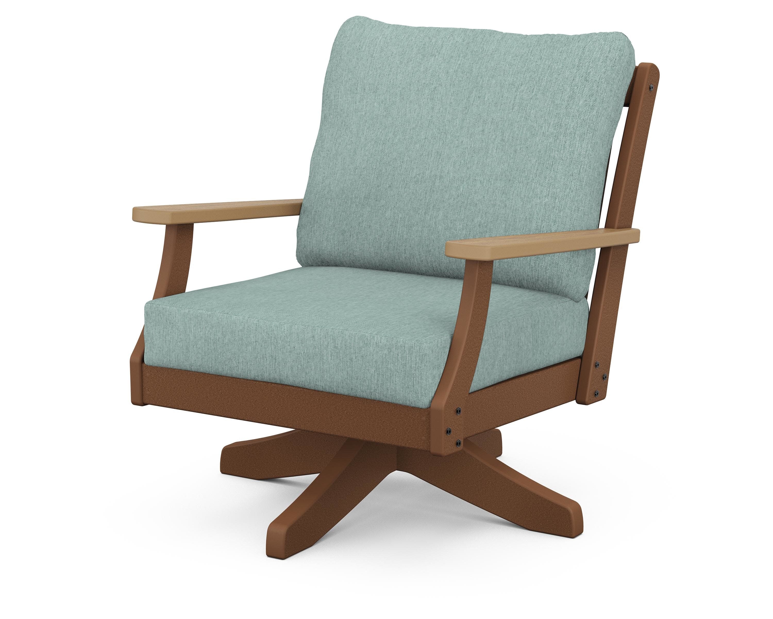 Braxton Deep Seating Swivel Chair in Teak / Natural / Glacier Spa