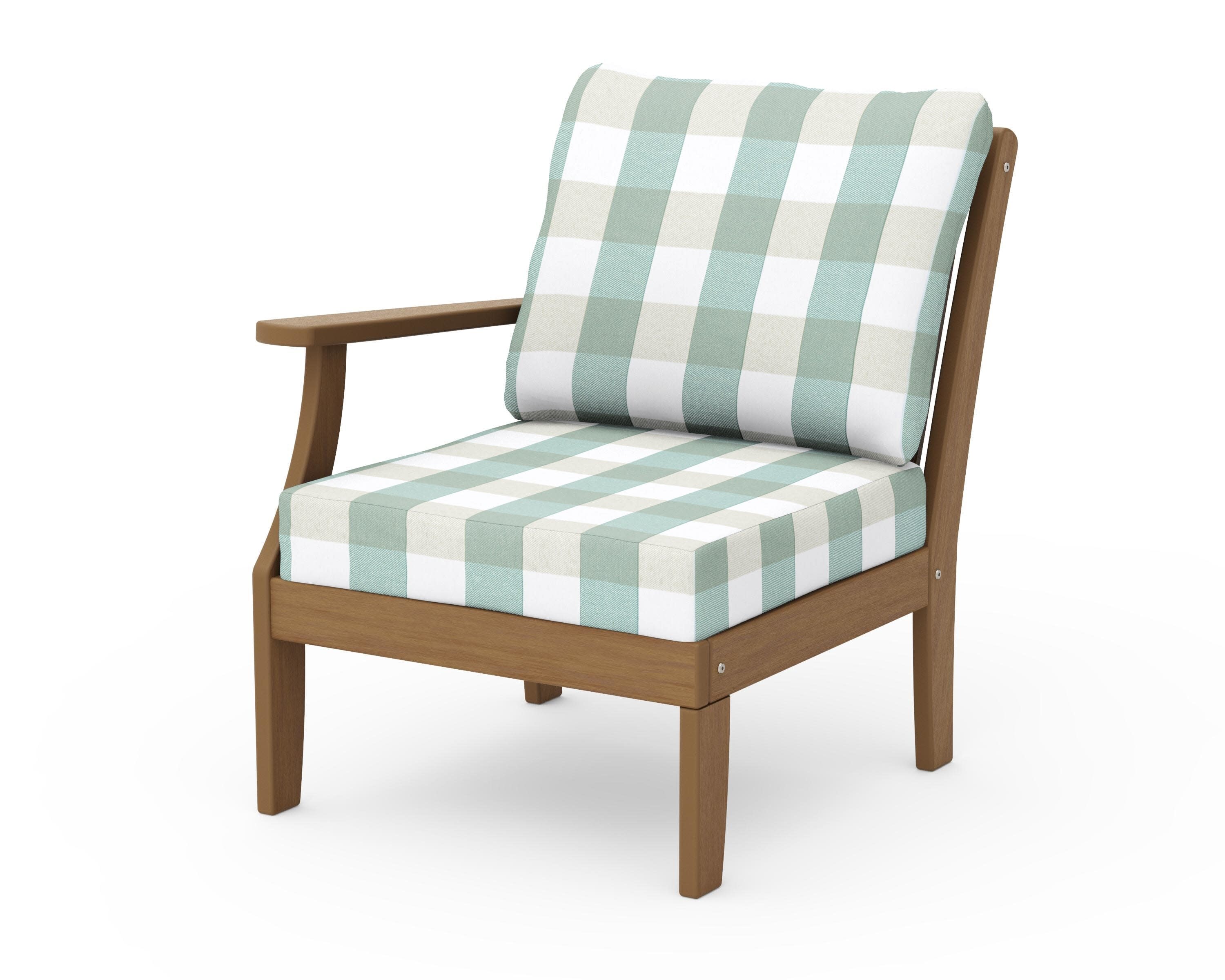 Braxton Modular Left Arm Chair in Natural / Buffalo Plaid Glacier Spa