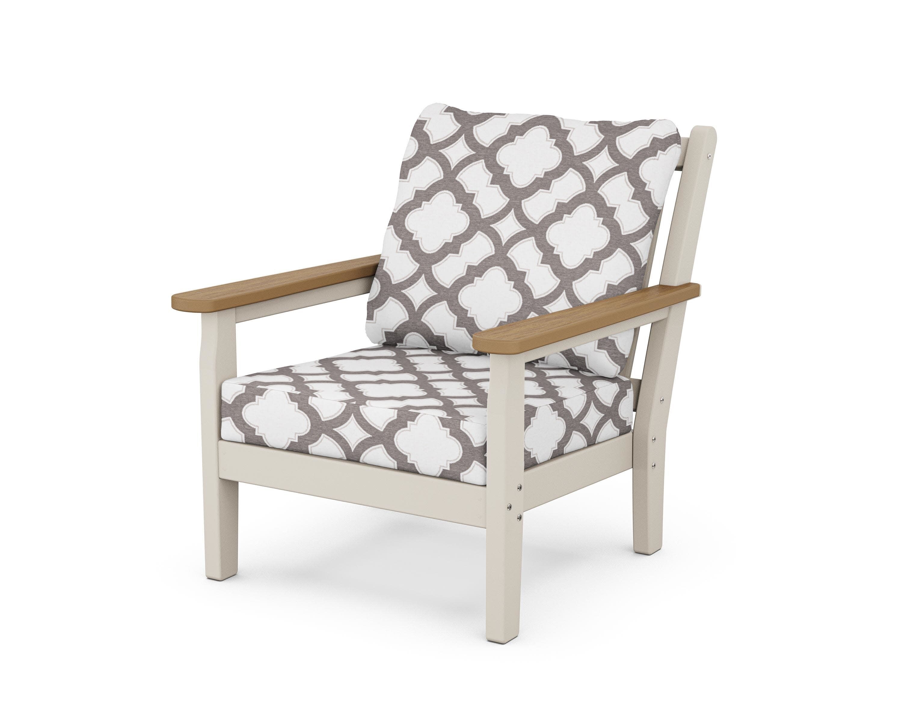 Chippendale Deep Seating Chair in Sand / Natural / Trellis Grey Mist