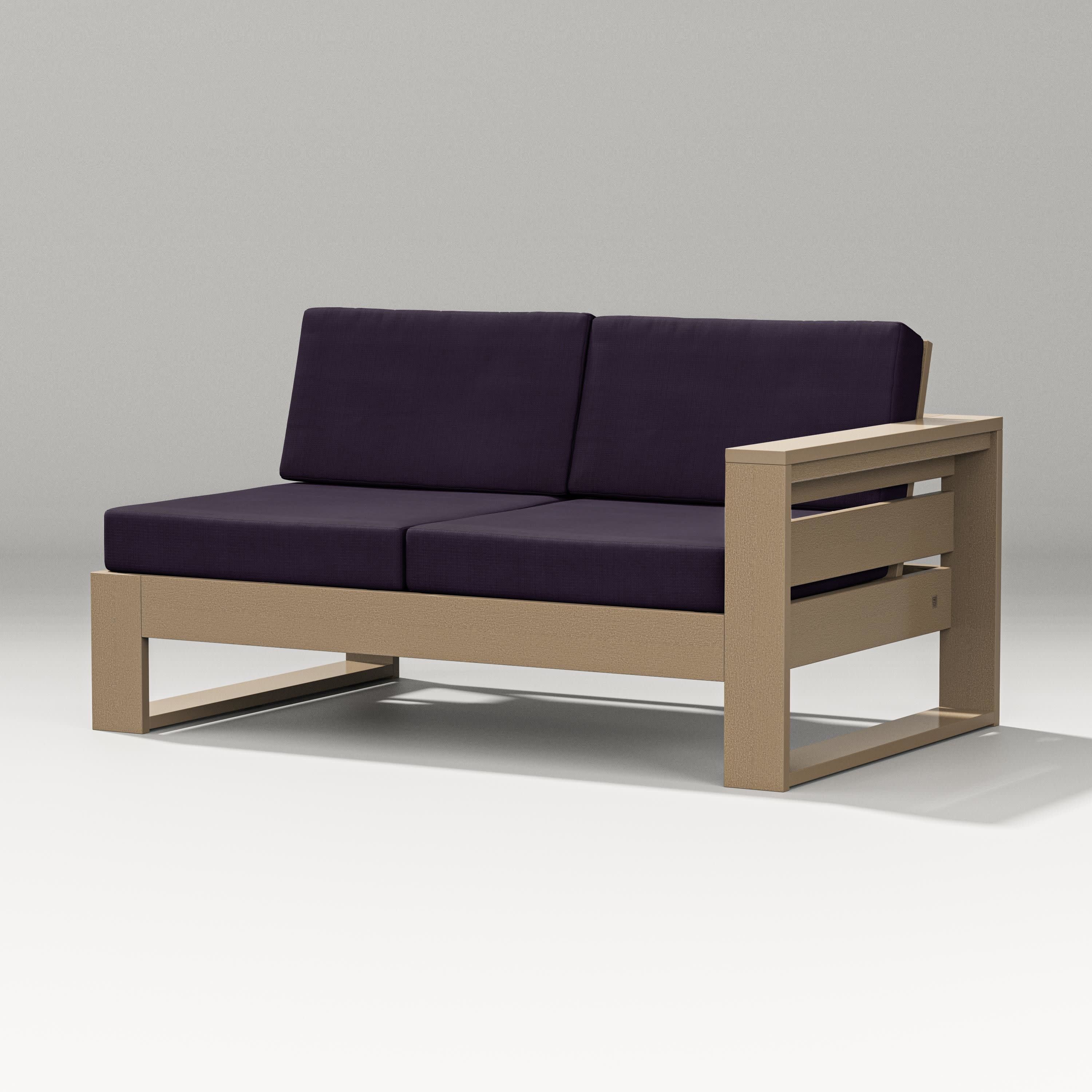 Latitude Modular Right Arm Loveseat in Vintage Sahara / Navy Linen