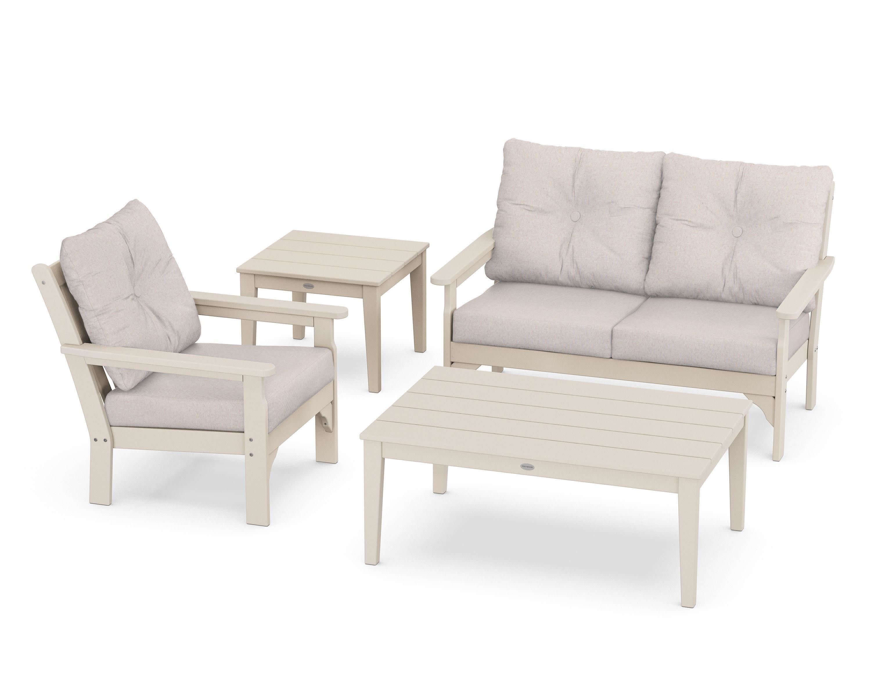 Vineyard 4-Piece Deep Seating Set in Sand / Dune Burlap