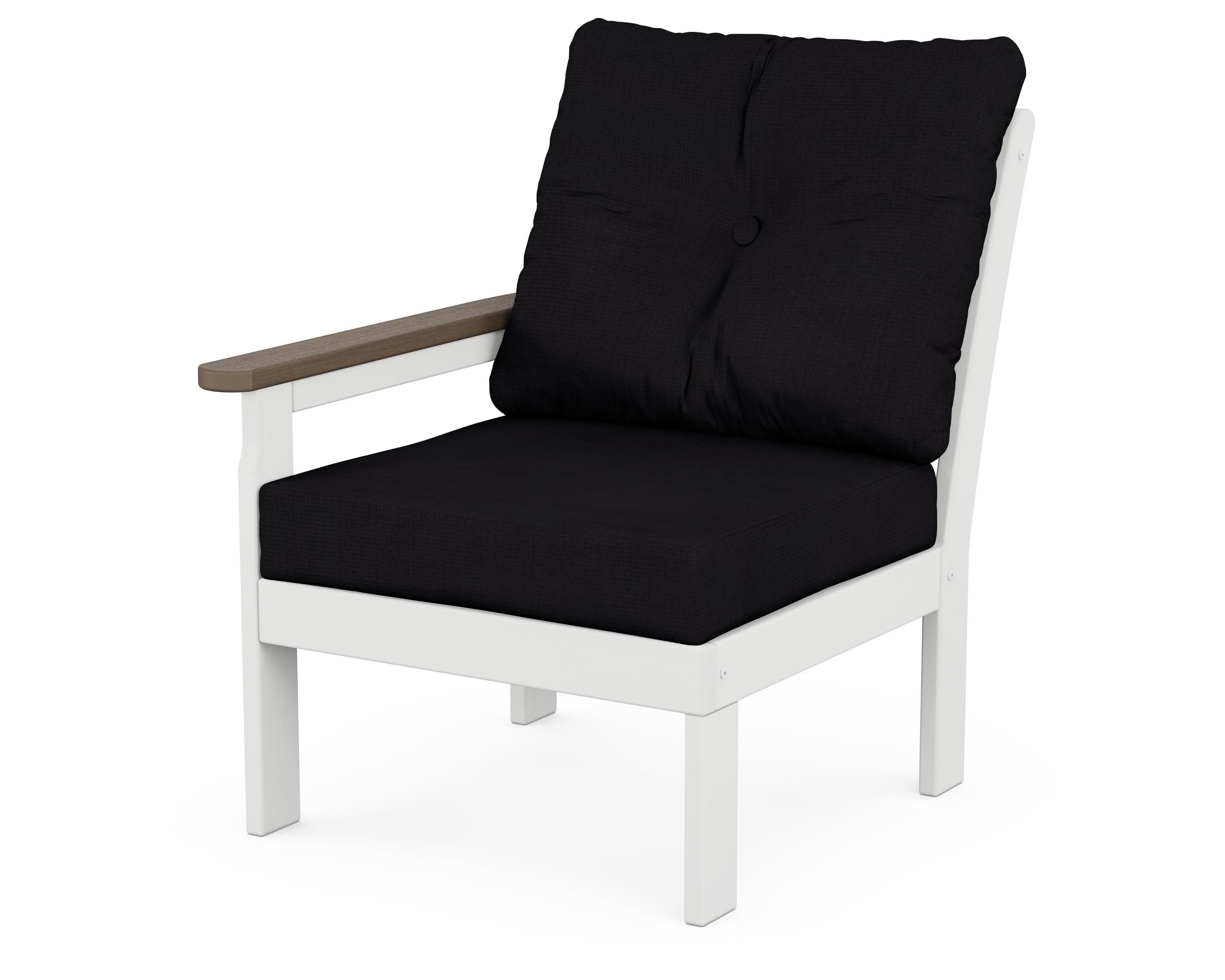 Vineyard Modular Left Arm Chair in White / Kona / Midnight Linen