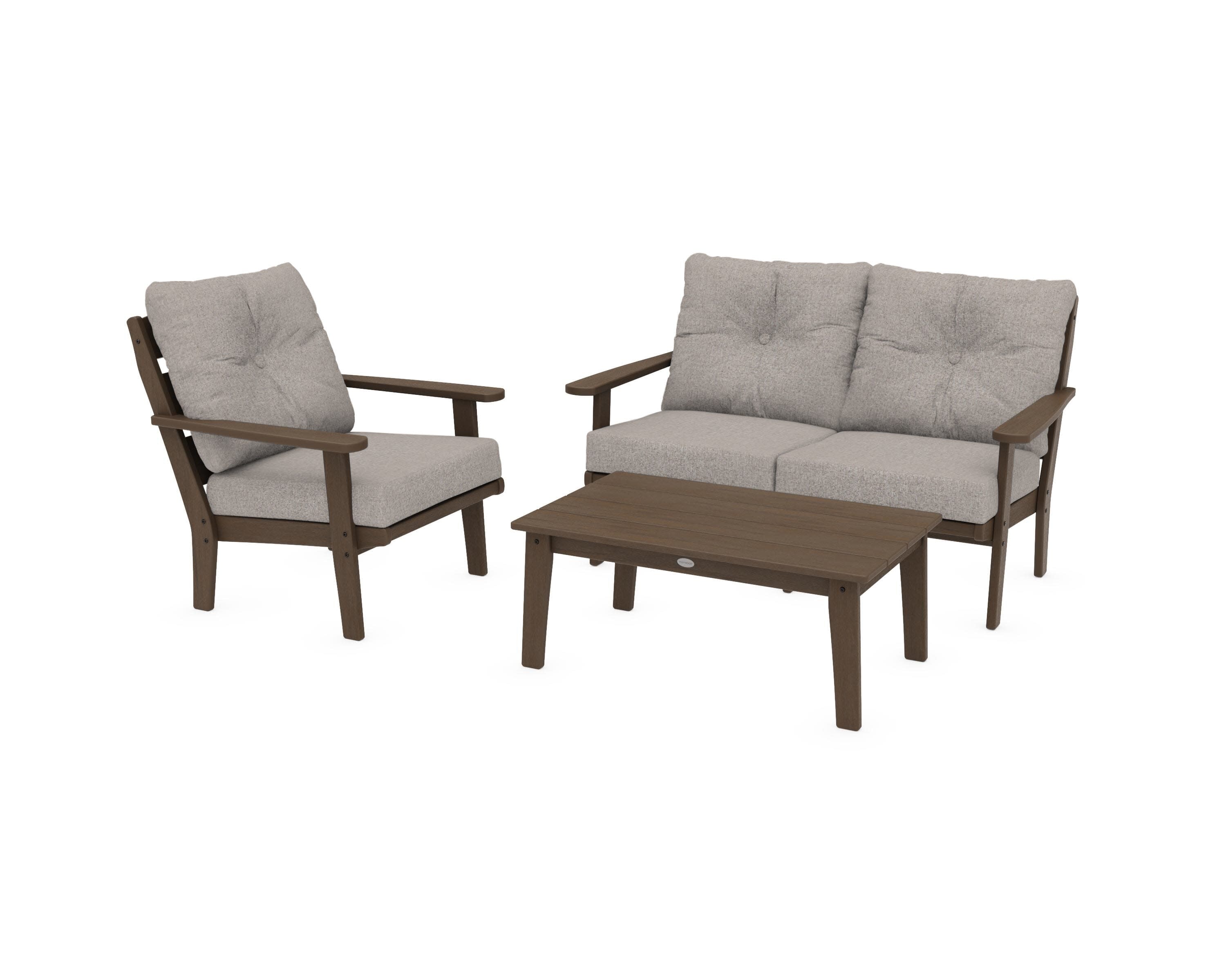 Lakeside 3-Piece Deep Seating Set in Kona / Weathered Tweed