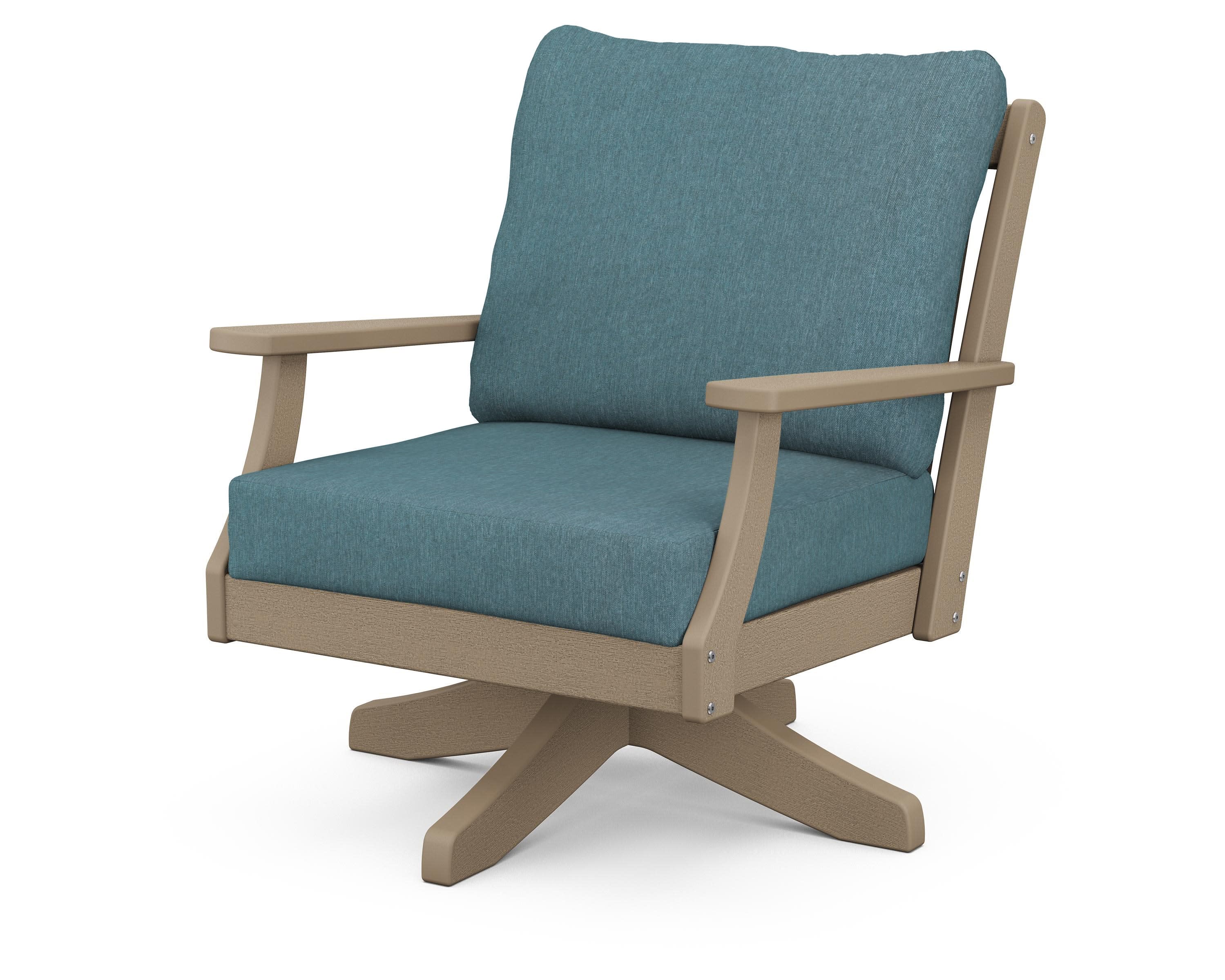 Braxton Deep Seating Swivel Chair in Vintage Sahara / Ocean Teal