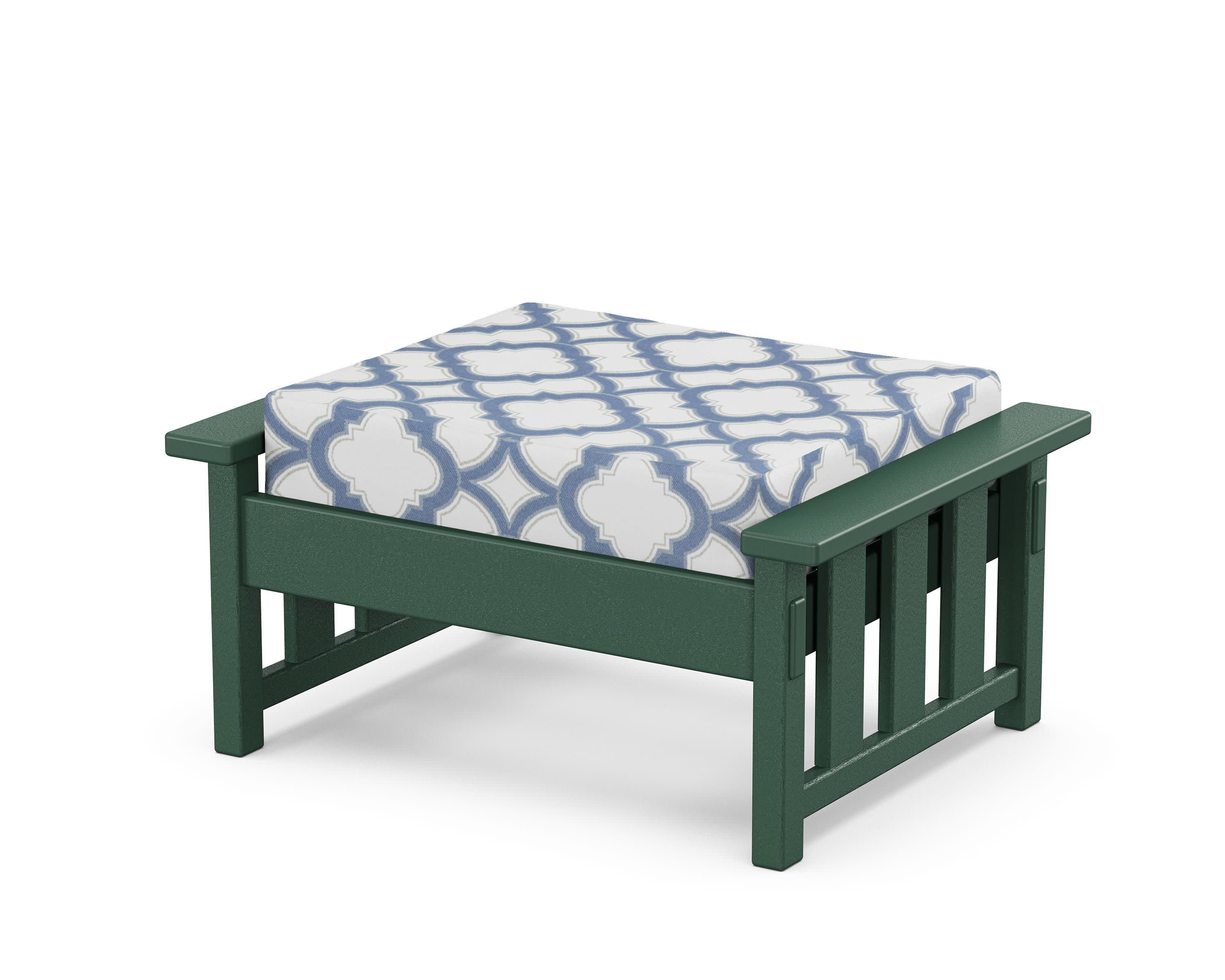 Acadia Deep Seating Ottoman in Green / Trellis Sky Blue