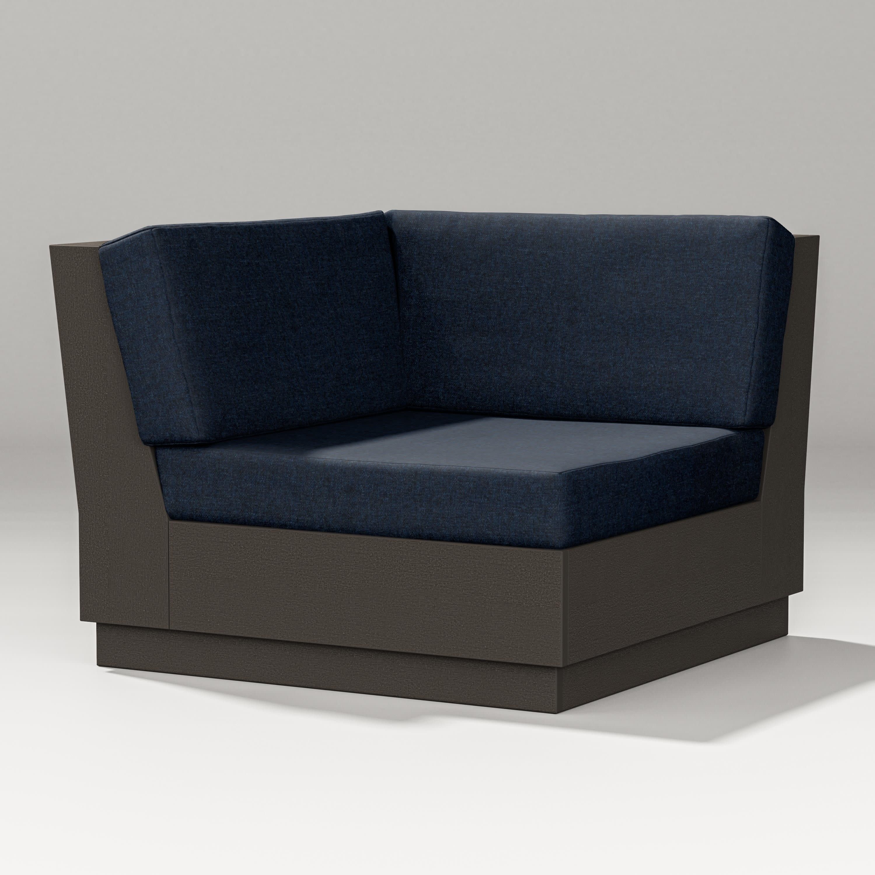 Elevate Modular Corner Chair in Vintage Coffee / Marine Indigo