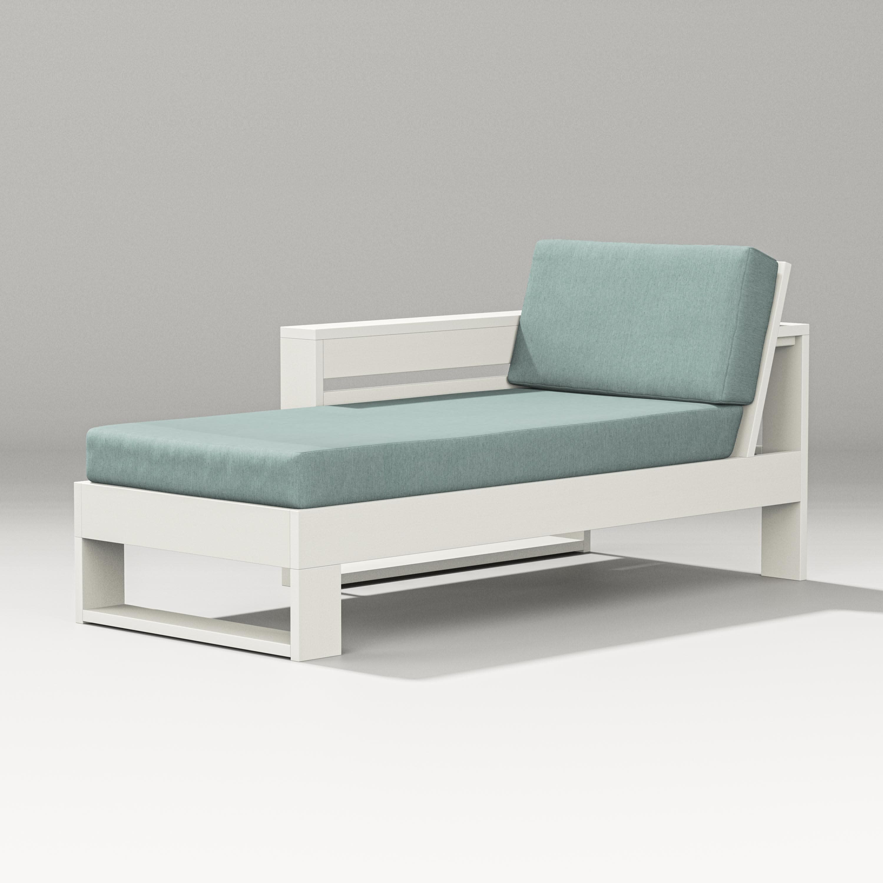 Latitude Modular Left Arm Chaise in Vintage White / Glacier Spa