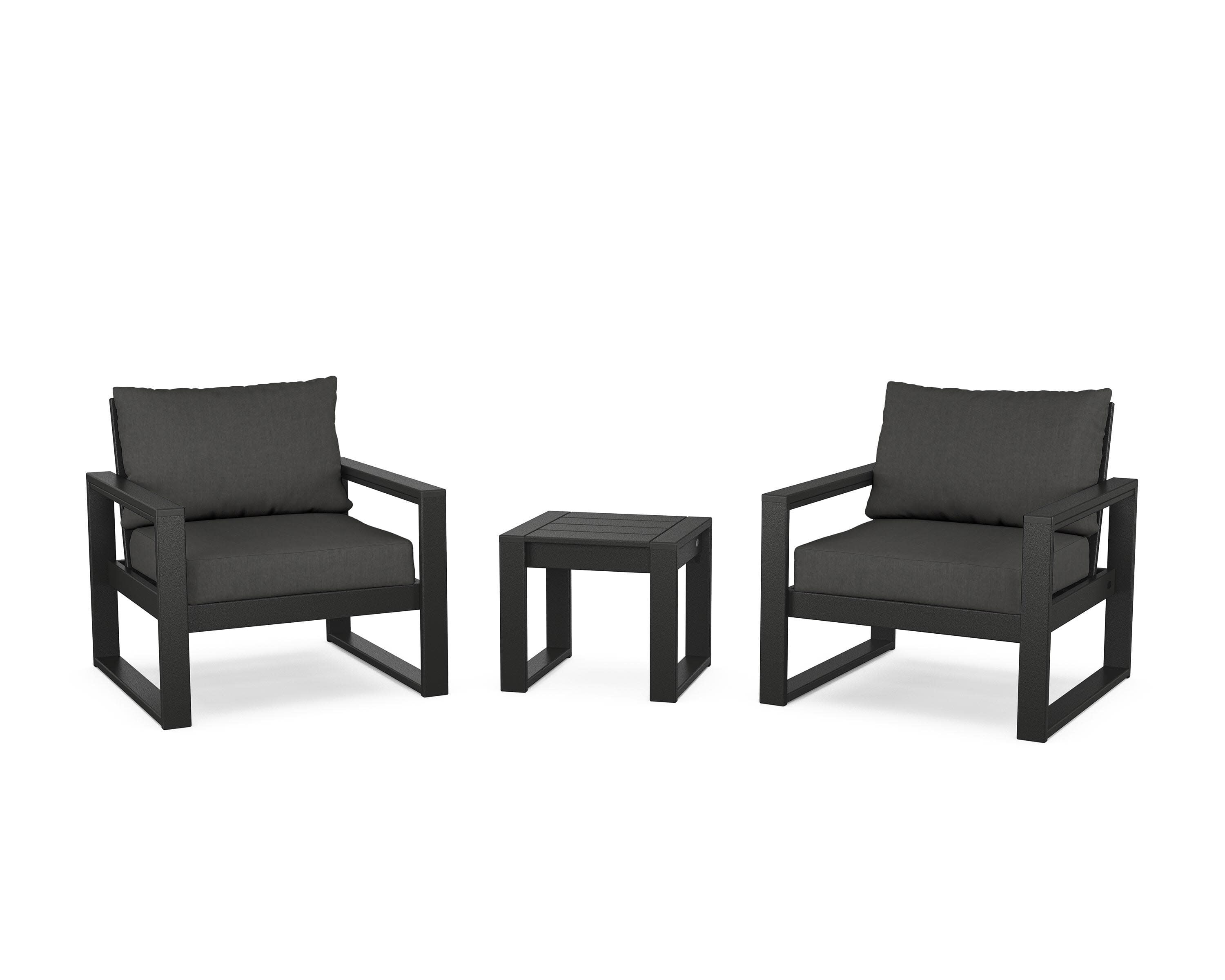 EDGE Sectional 3-Piece Deep Seating Set in Black / Spectrum Carbon