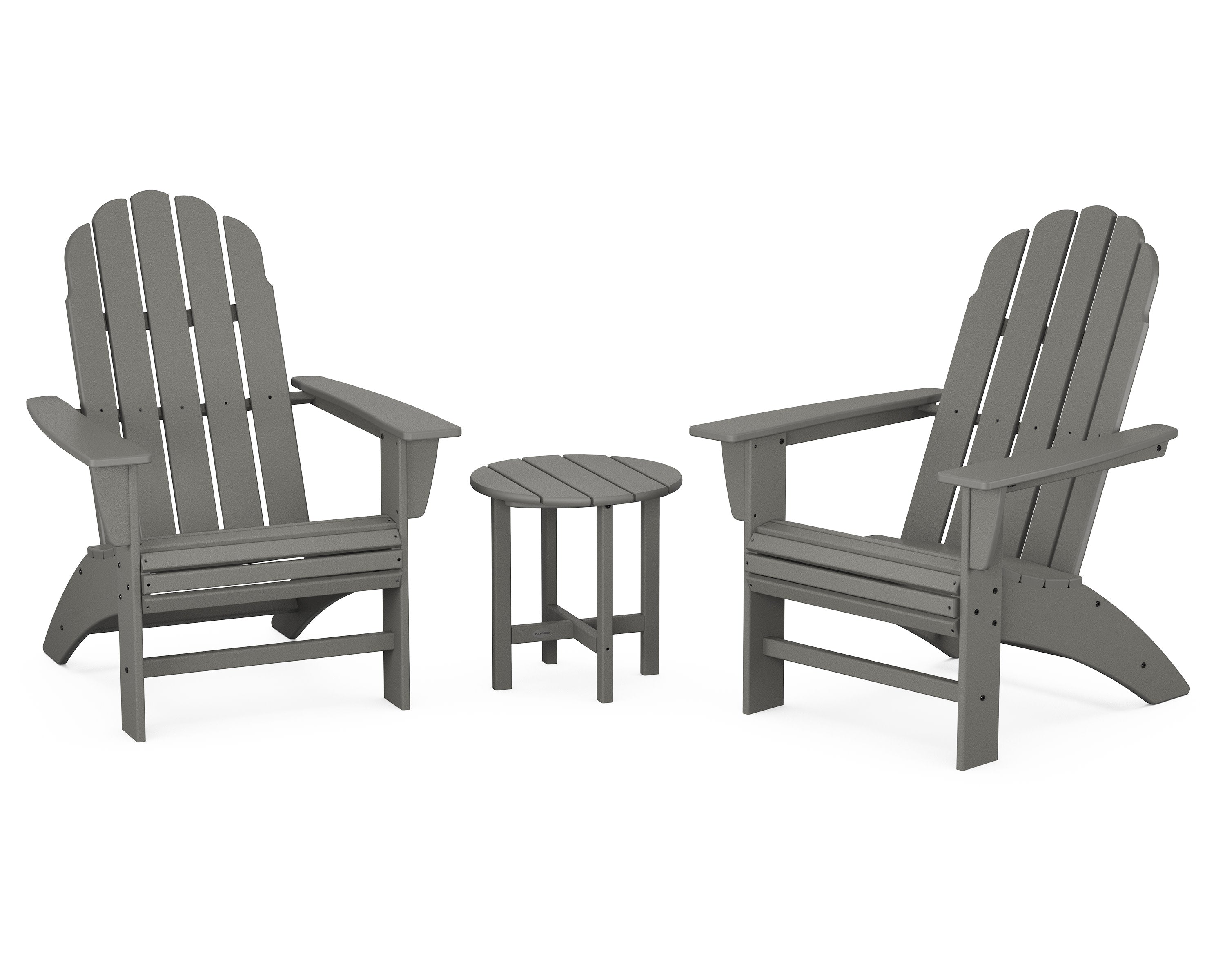 Vineyard 3-Piece Curveback Adirondack Set in Slate Grey