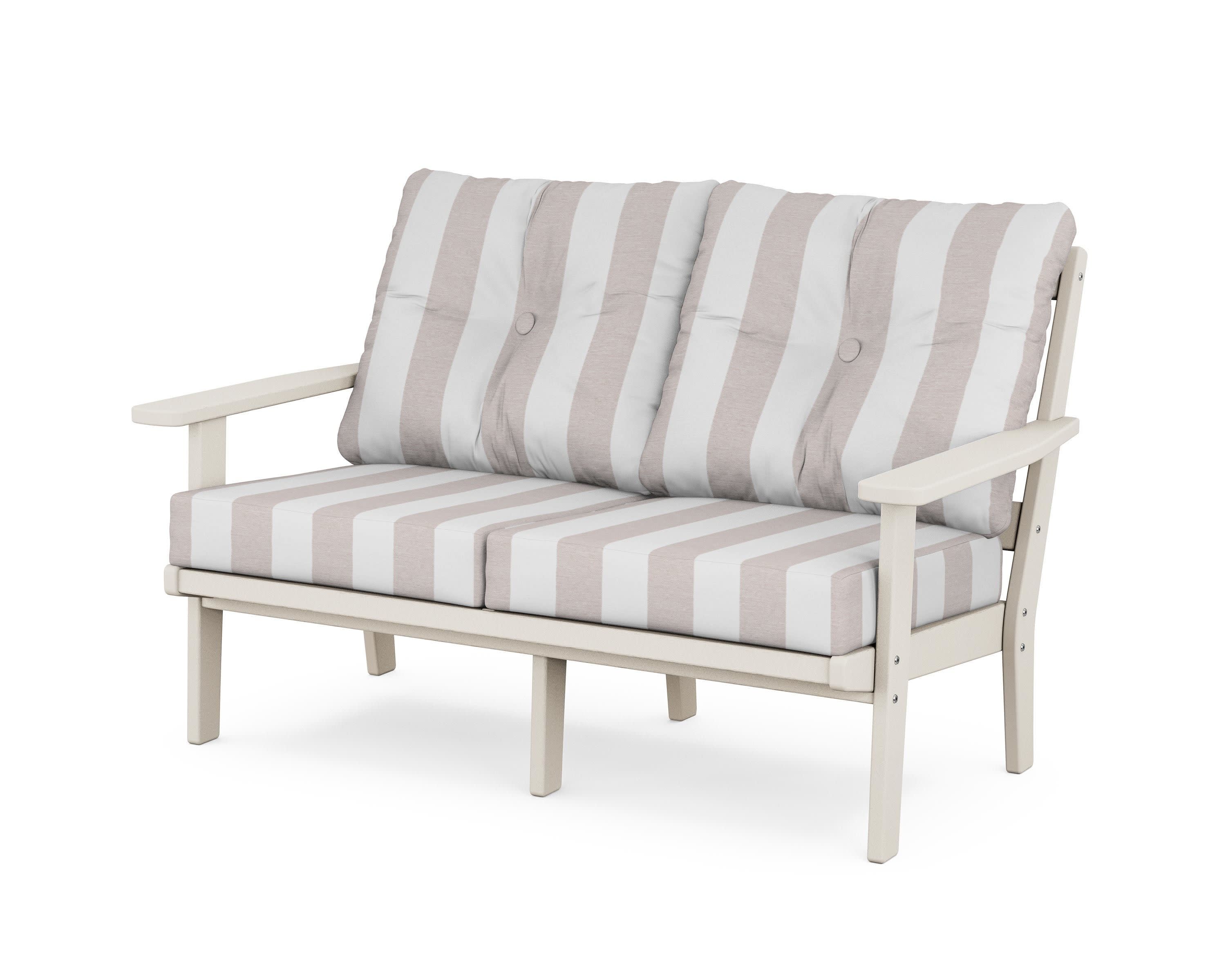 Oxford Deep SeatingLoveseat in Sand / Cabana Stripe Dune Burlap