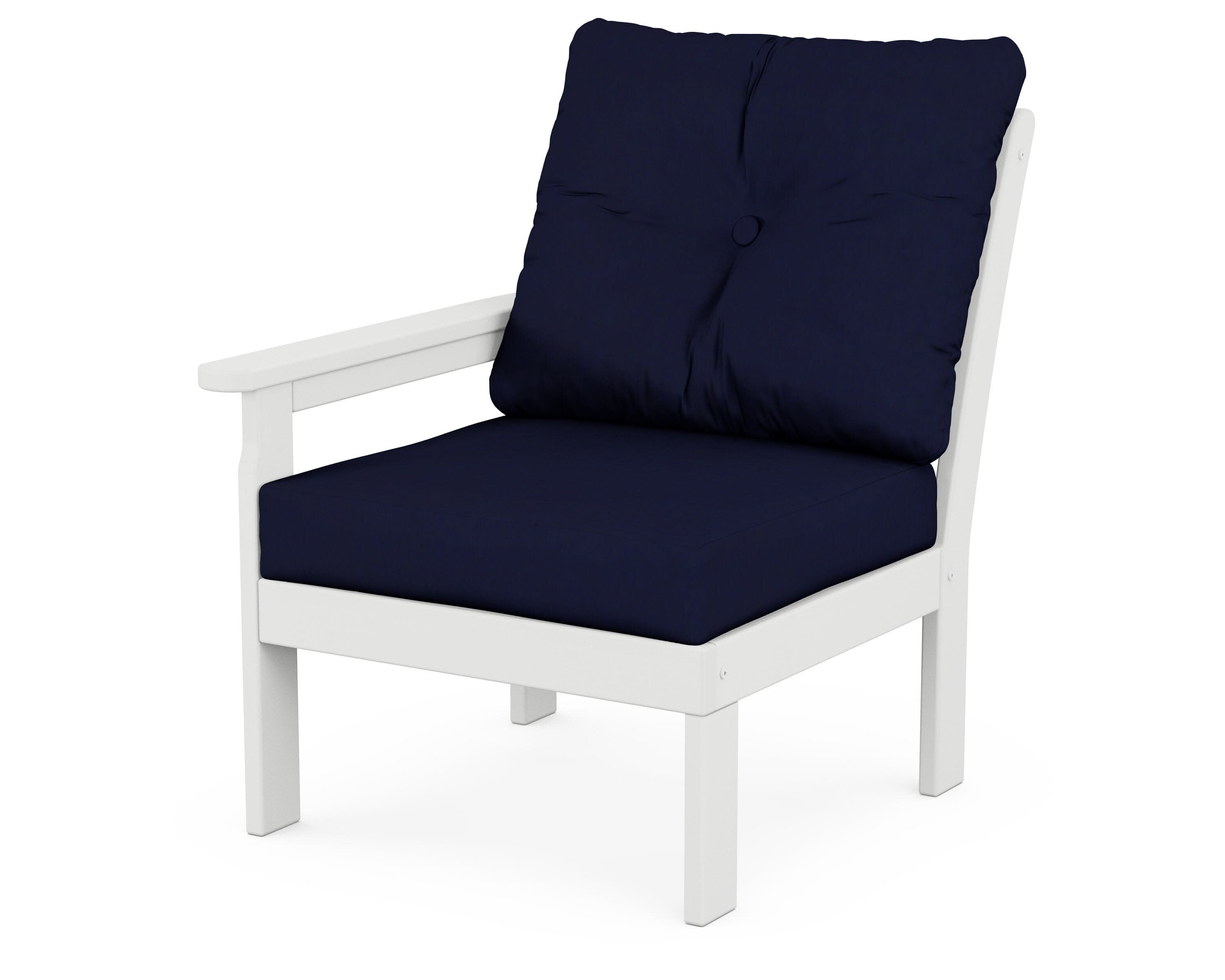 Vineyard Modular Left Arm Chair in White / Navy