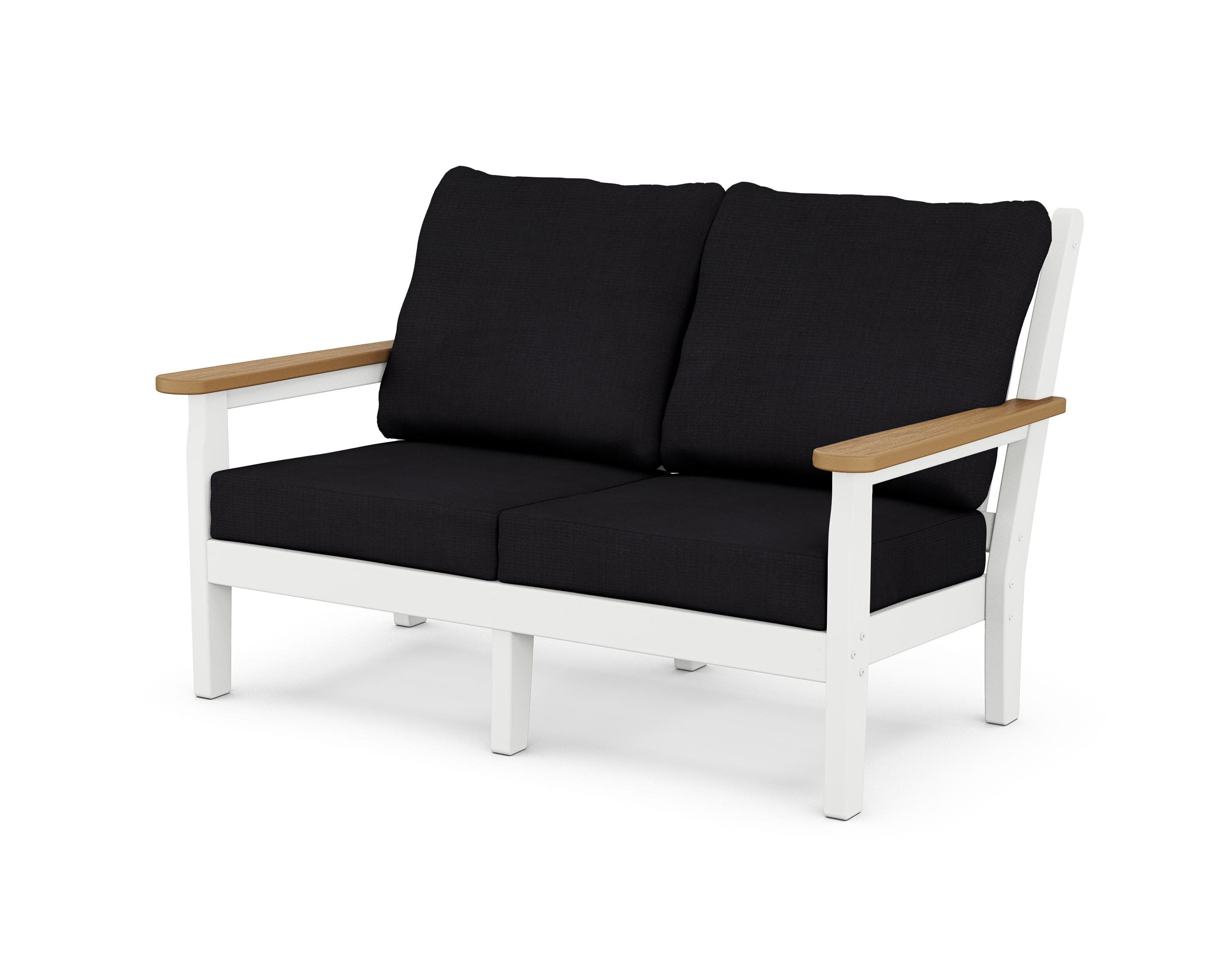 Chippendale Deep Seating Loveseat in White / Natural / Midnight Linen
