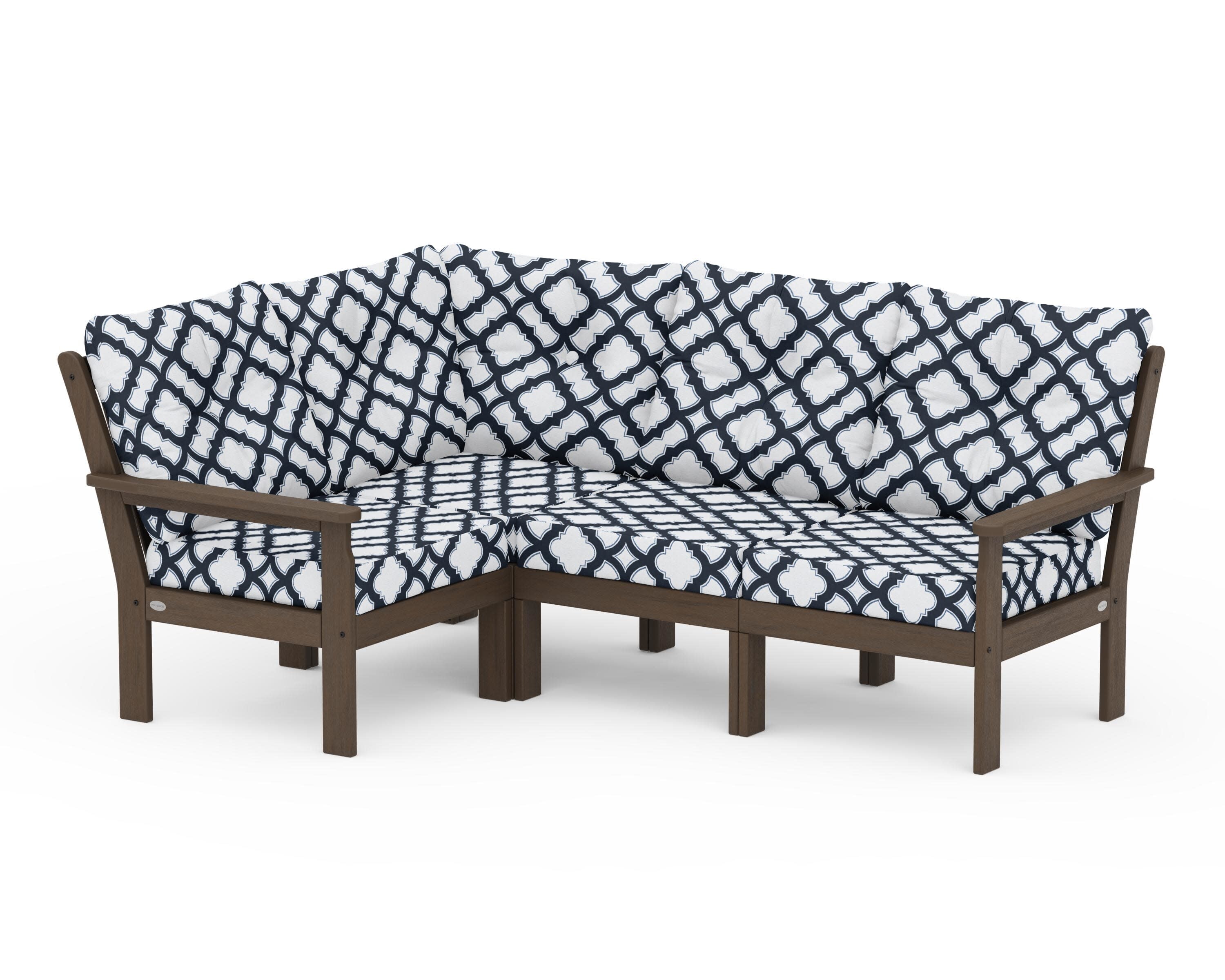 Vineyard 4-Piece Sectional in Kona / Trellis Marine Indigo