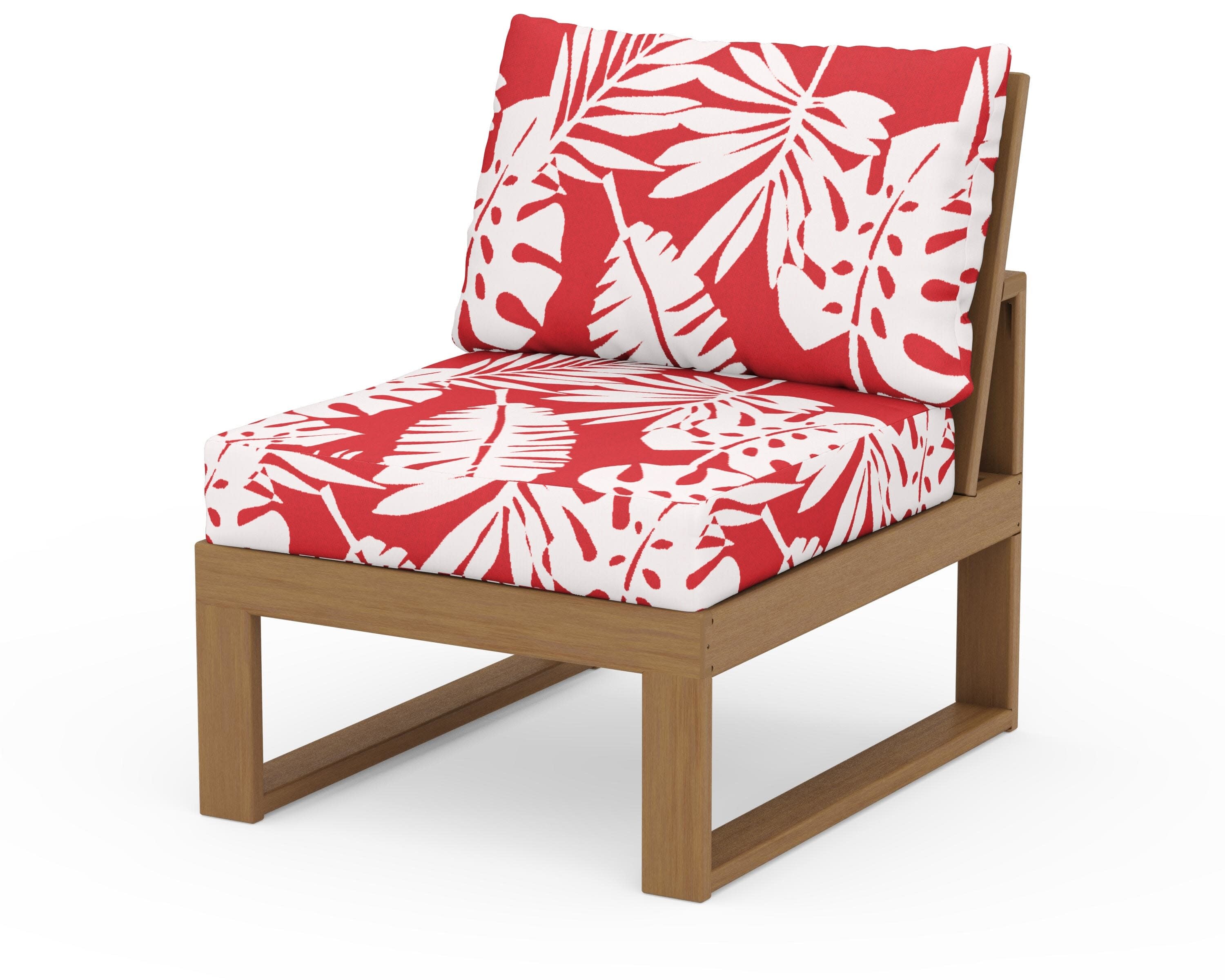 Modular Armless Chair in Natural / Leaf Crimson