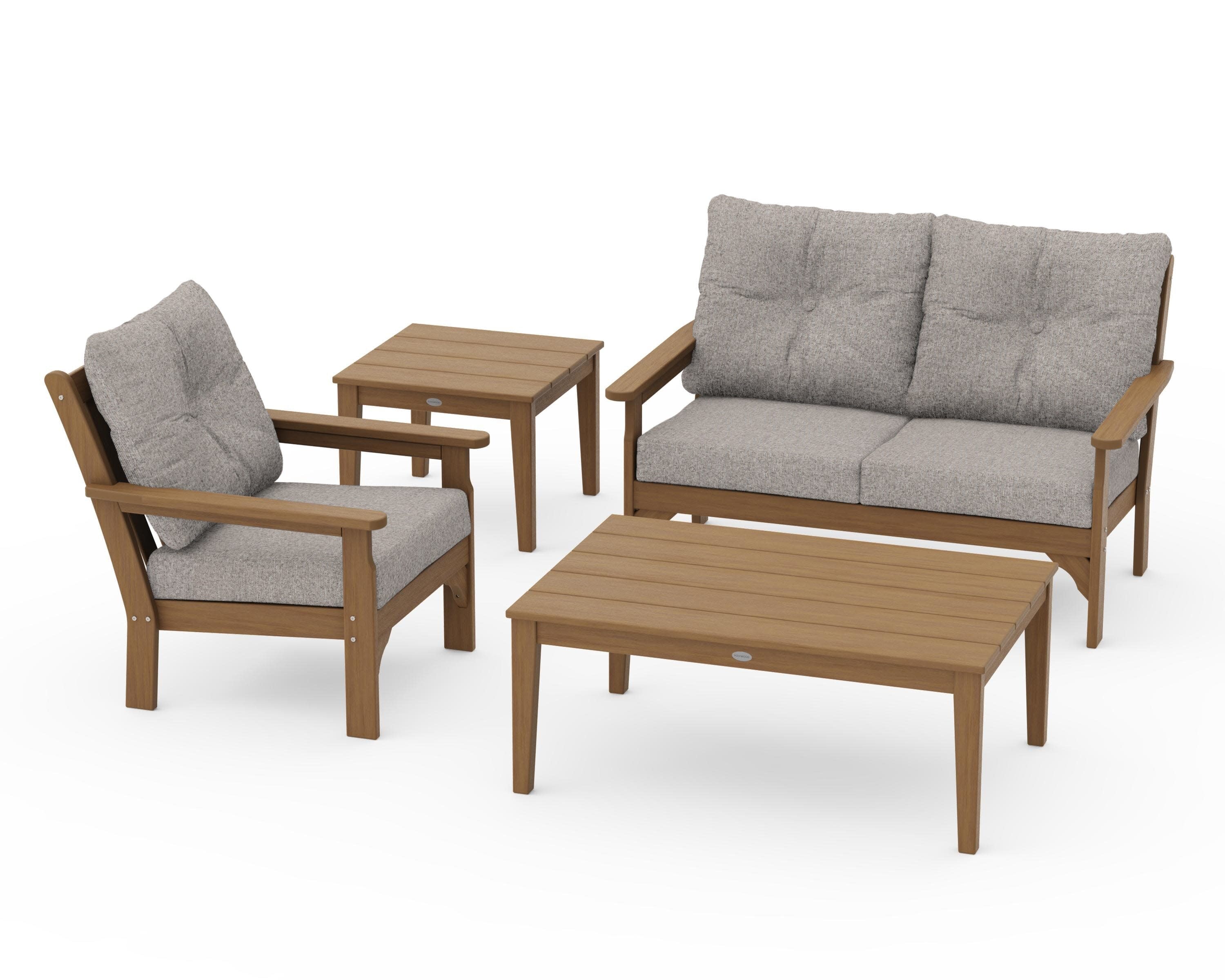 Vineyard 4-Piece Deep Seating Set in Natural / Weathered Tweed
