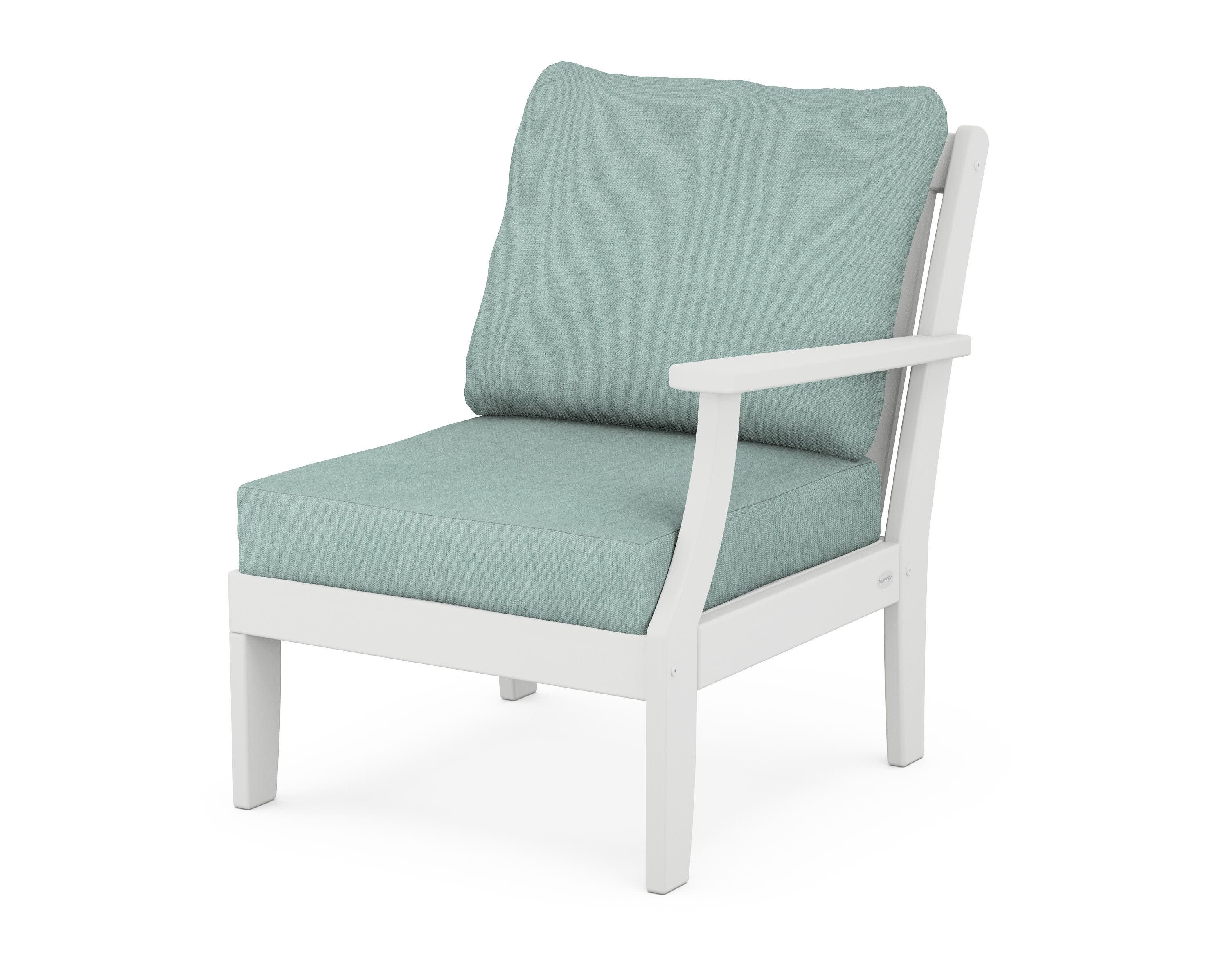 Braxton Modular Right Arm Chair in White / Glacier Spa