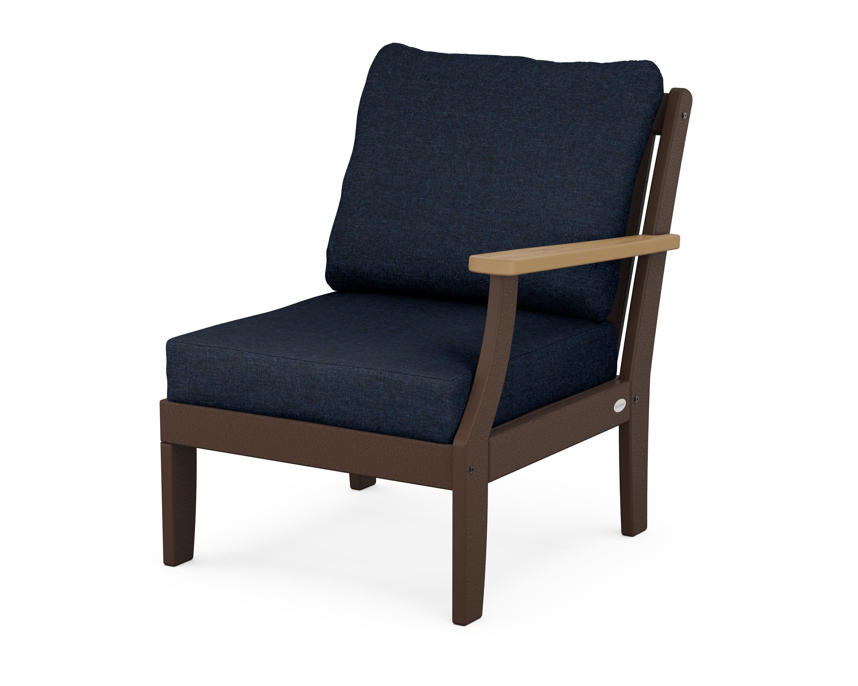 Braxton Modular Right Arm Chair in Mahogany / Natural / Marine Indigo