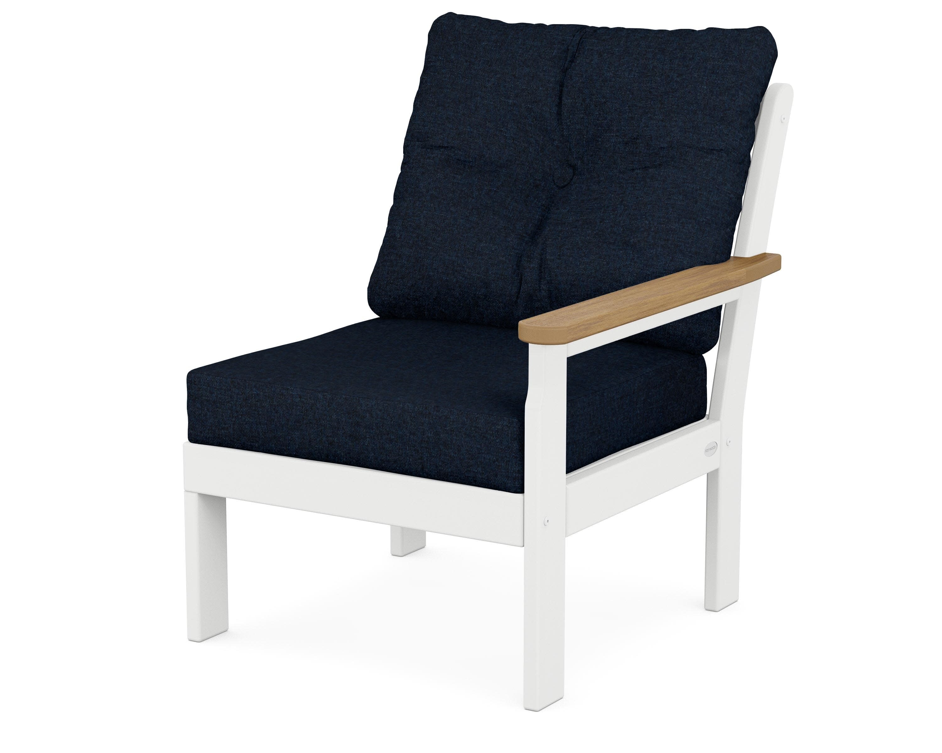 Vineyard Modular Right Arm Chair in White / Natural / Marine Indigo