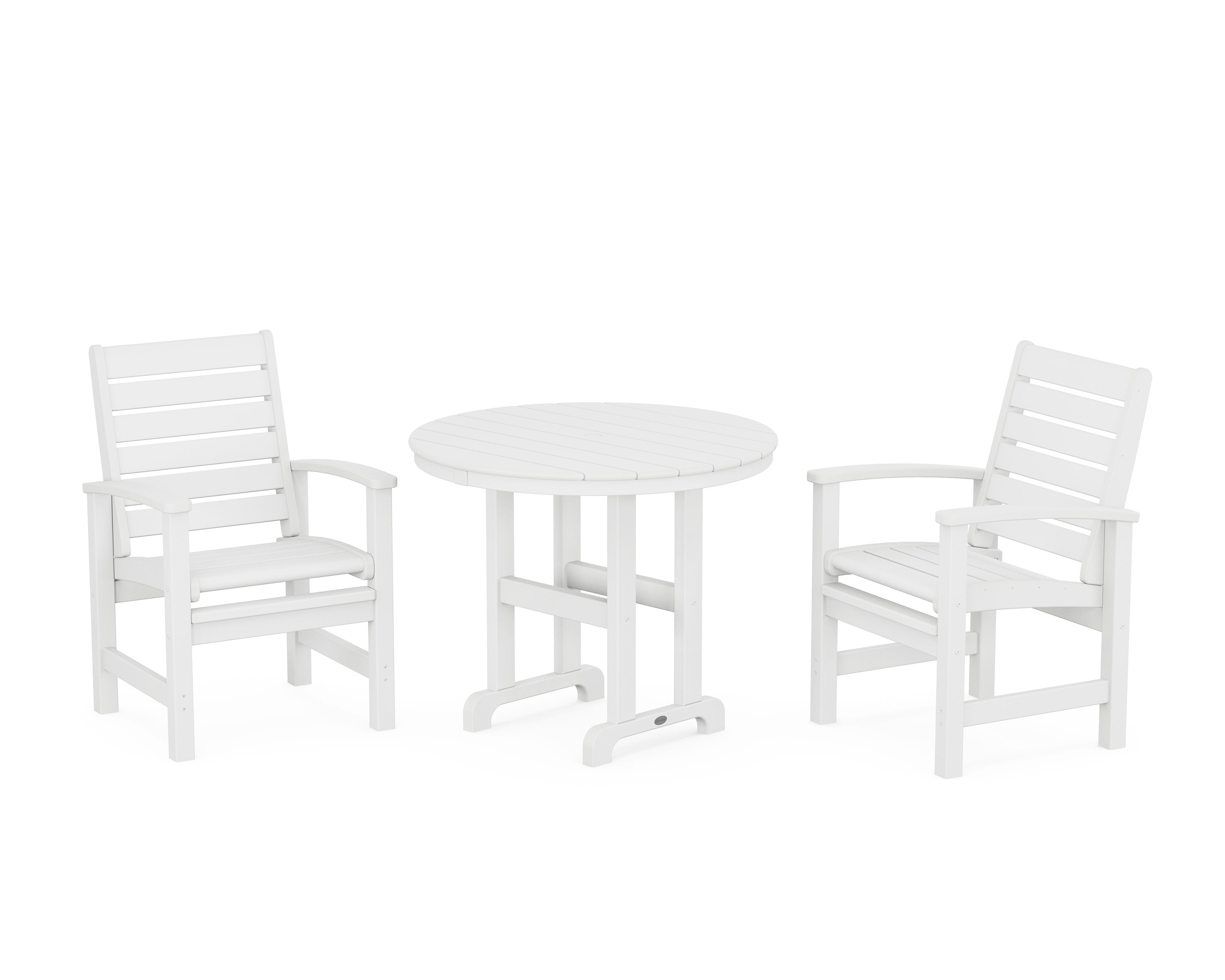 Signature 3-Piece Round Farmhouse Dining Set in White