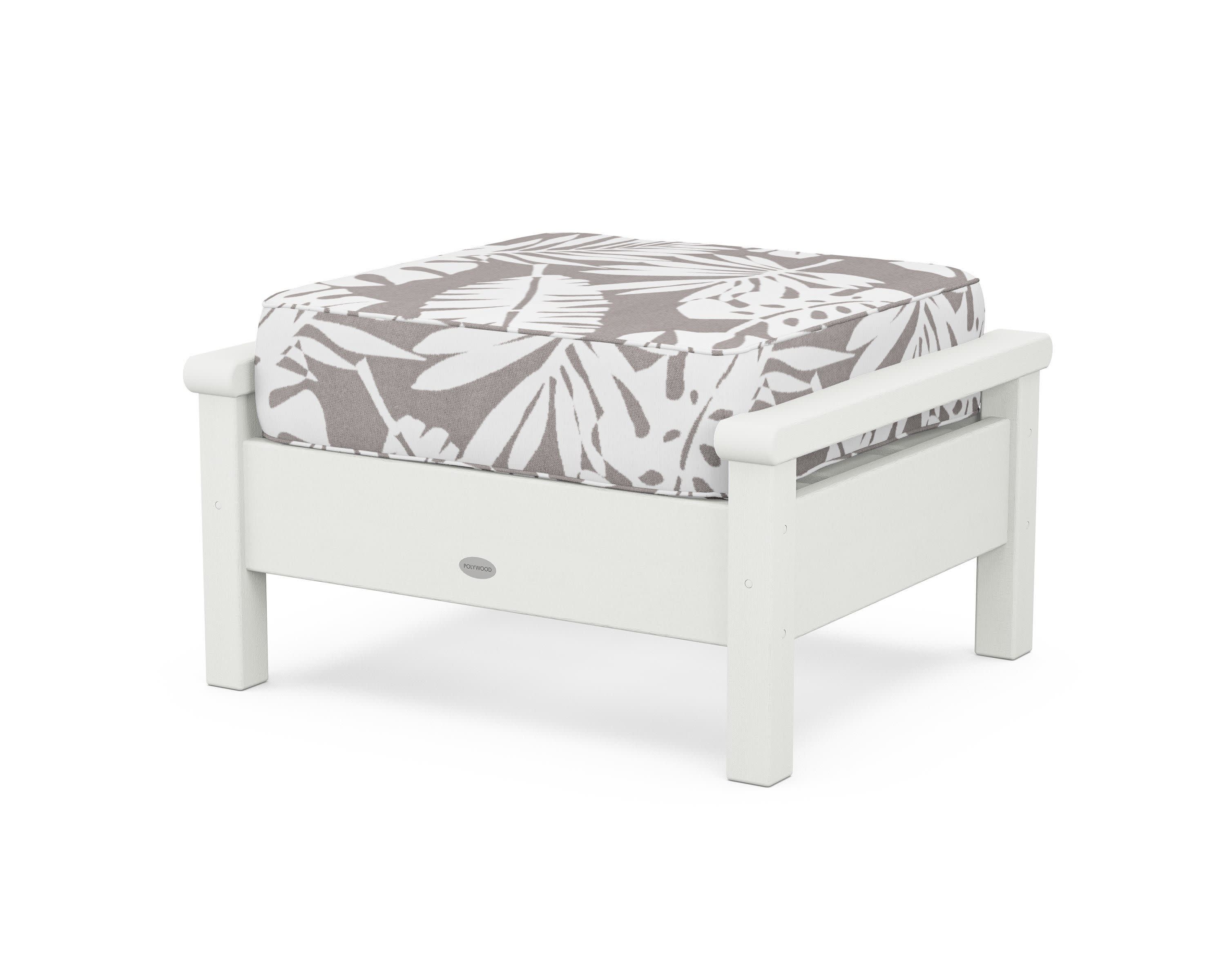 Harbour Deep Seating Ottoman in Vintage White / Leaf Grey Mist