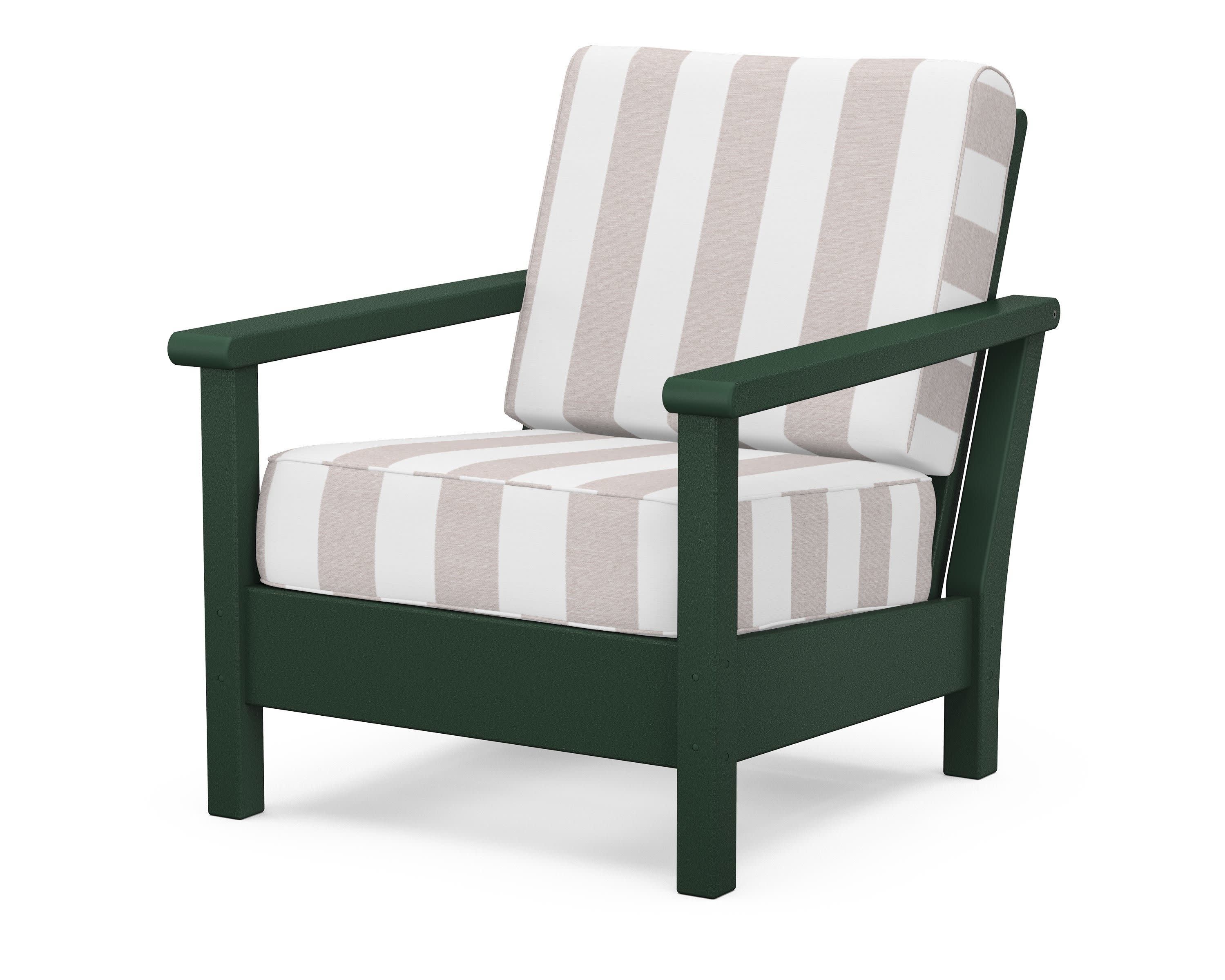 Harbour Deep Seating Chair in Green / Cabana Stripe Dune Burlap