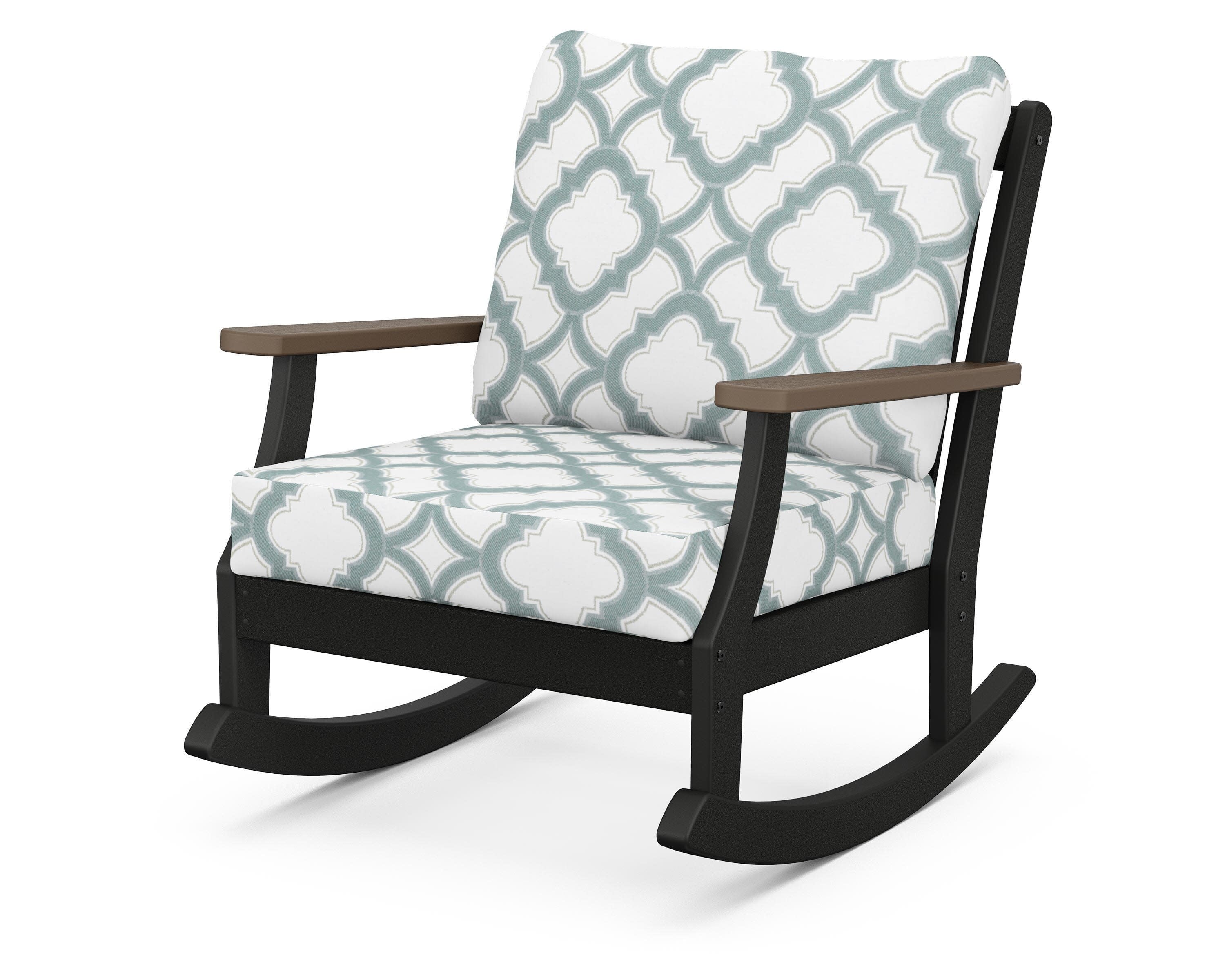 Braxton Deep Seating Rocking Chair in Black / Kona / Trellis Glacier Spa