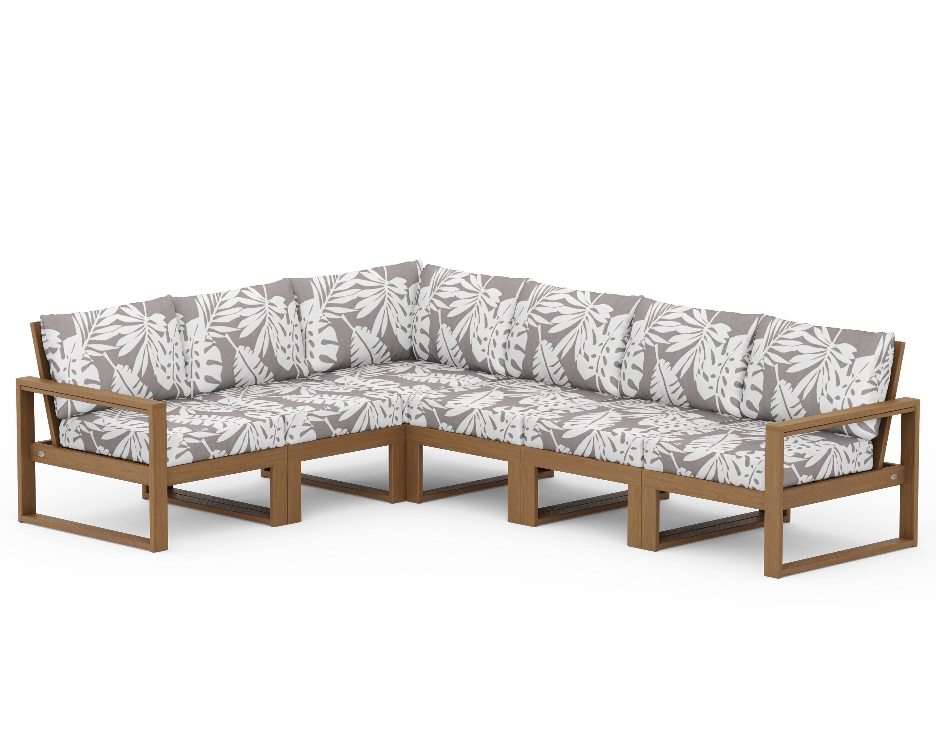 EDGE 6-Piece Modular Deep Seating Set in Natural / Leaf Grey Mist
