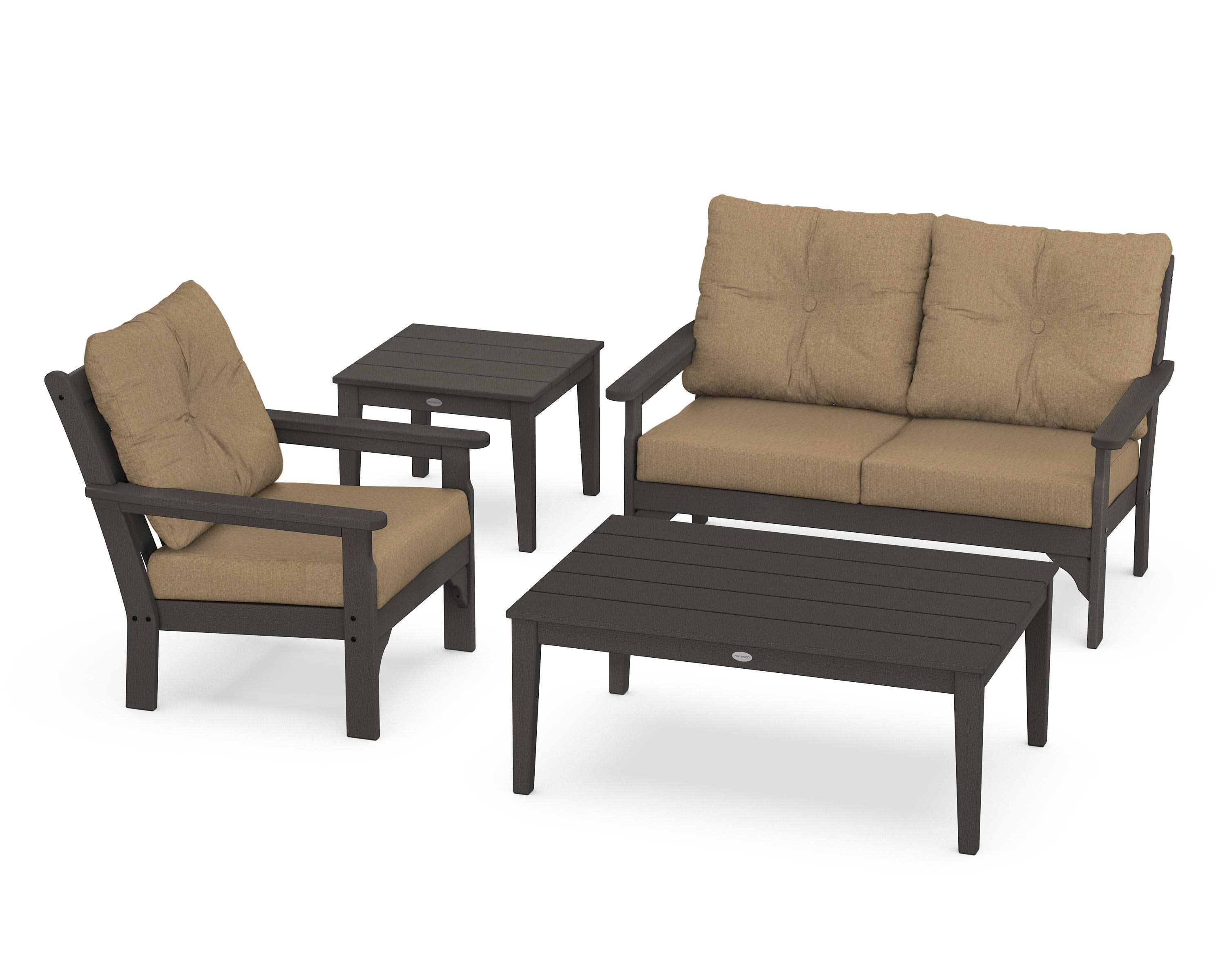Vineyard 4-Piece Deep Seating Set in Vintage Coffee / Sesame