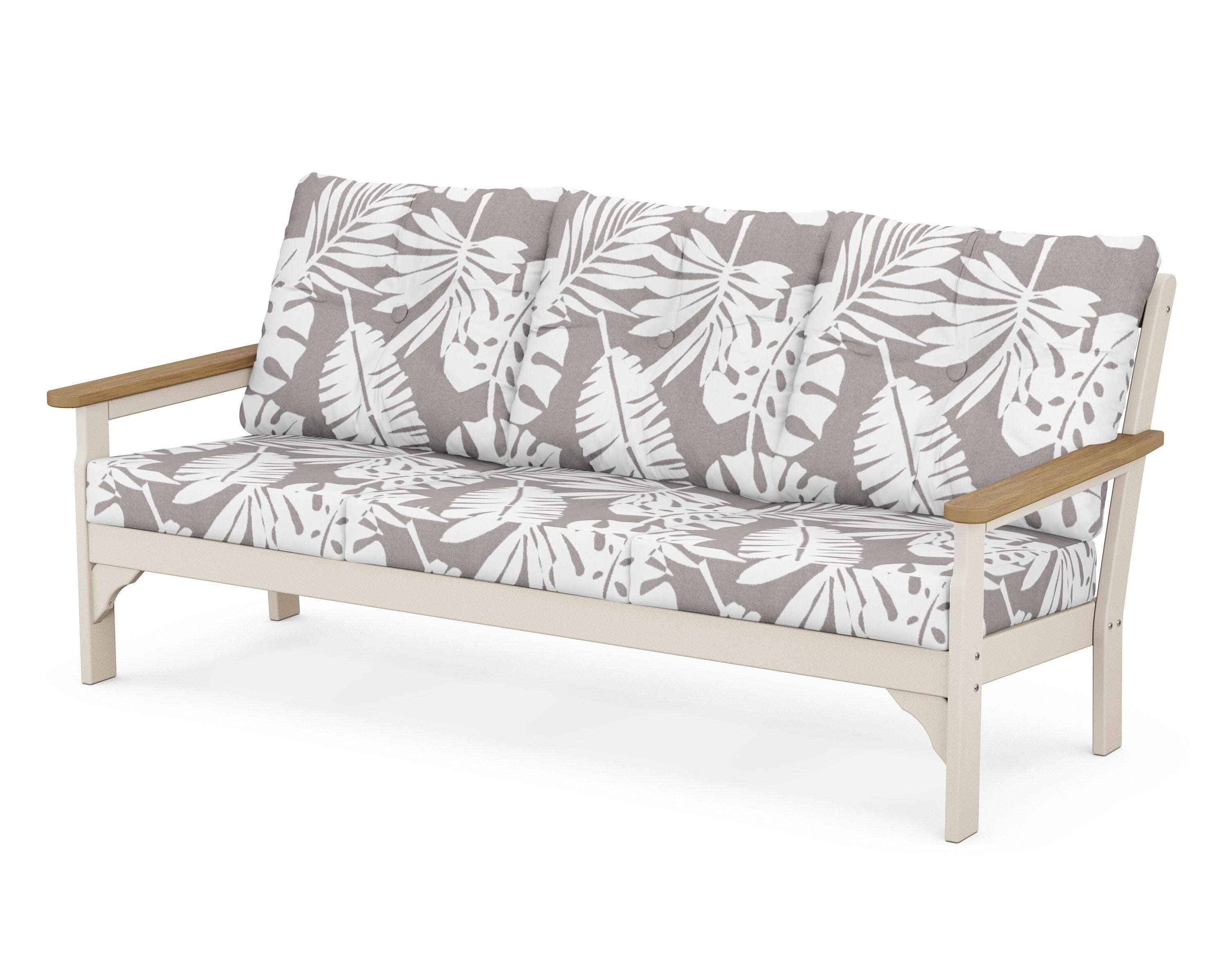 Vineyard Deep Seating Sofa in Sand / Natural / Leaf Grey Mist