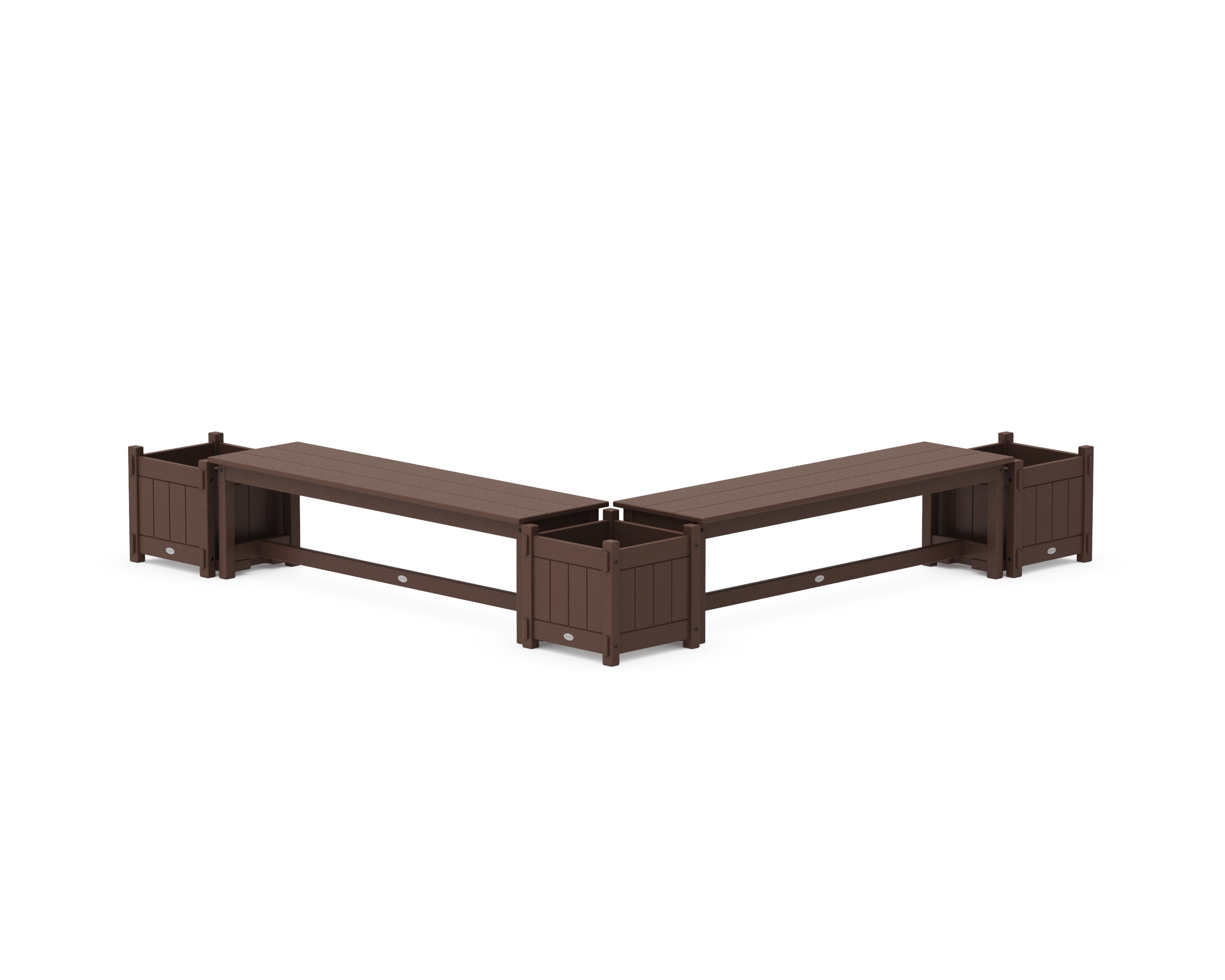 60" Vineyard L- Shaped Planter Bench Corner Set in Mahogany