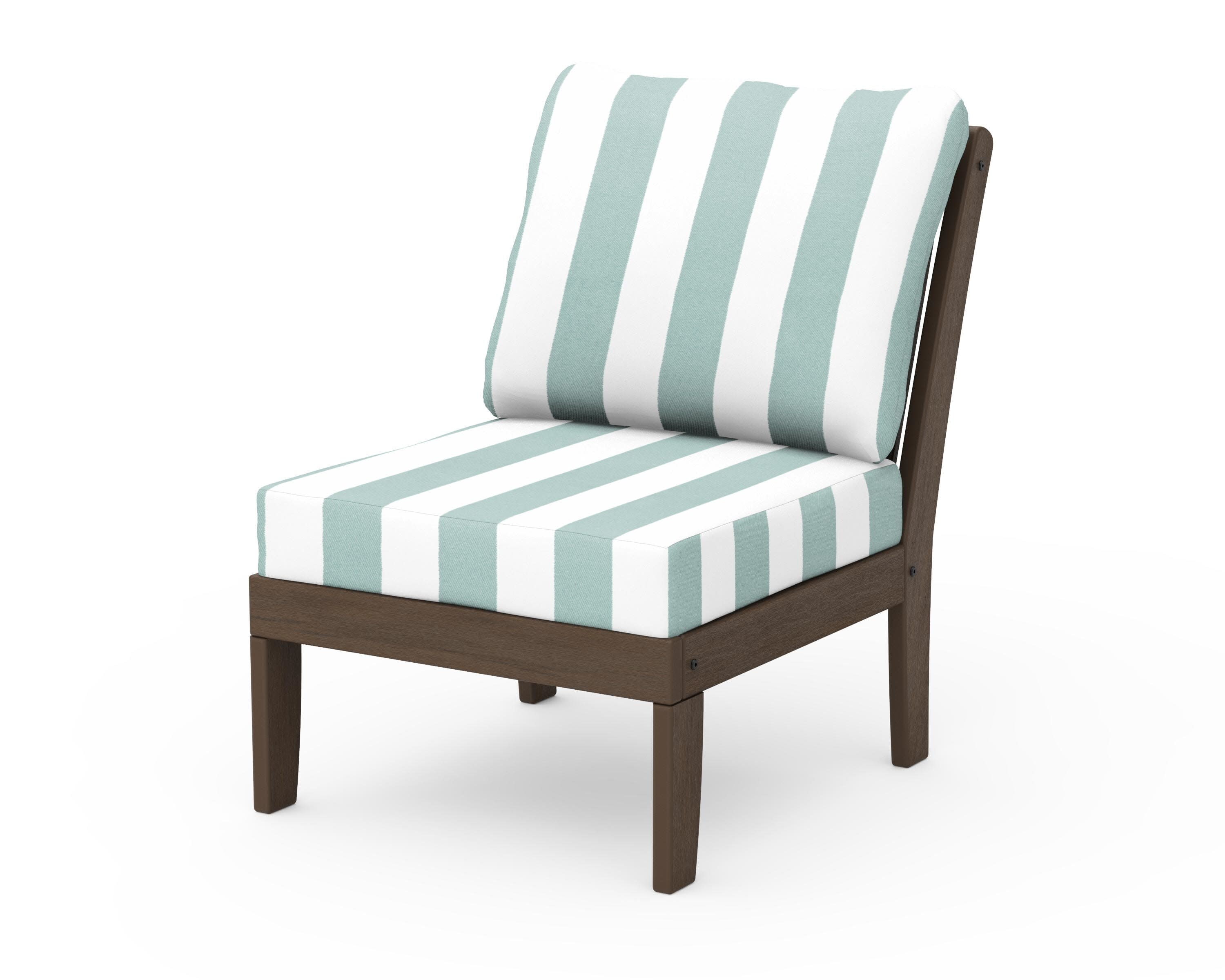 Braxton Modular Armless Chair in Kona / Cabana Stripe Glacier Spa