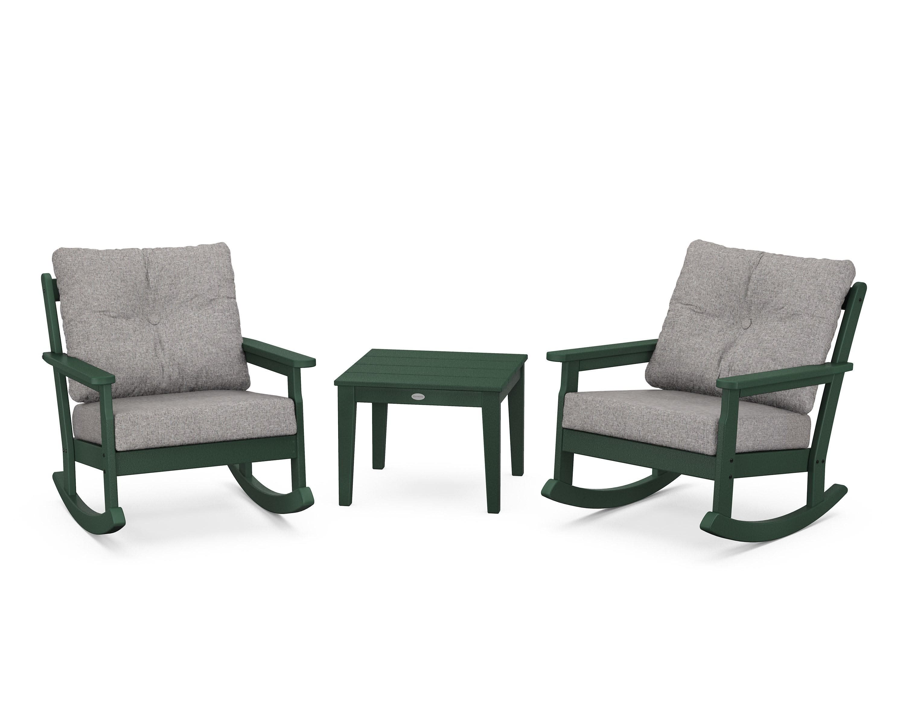 Vineyard 3-Piece Deep Seating Rocker Set in Green / Grey Mist