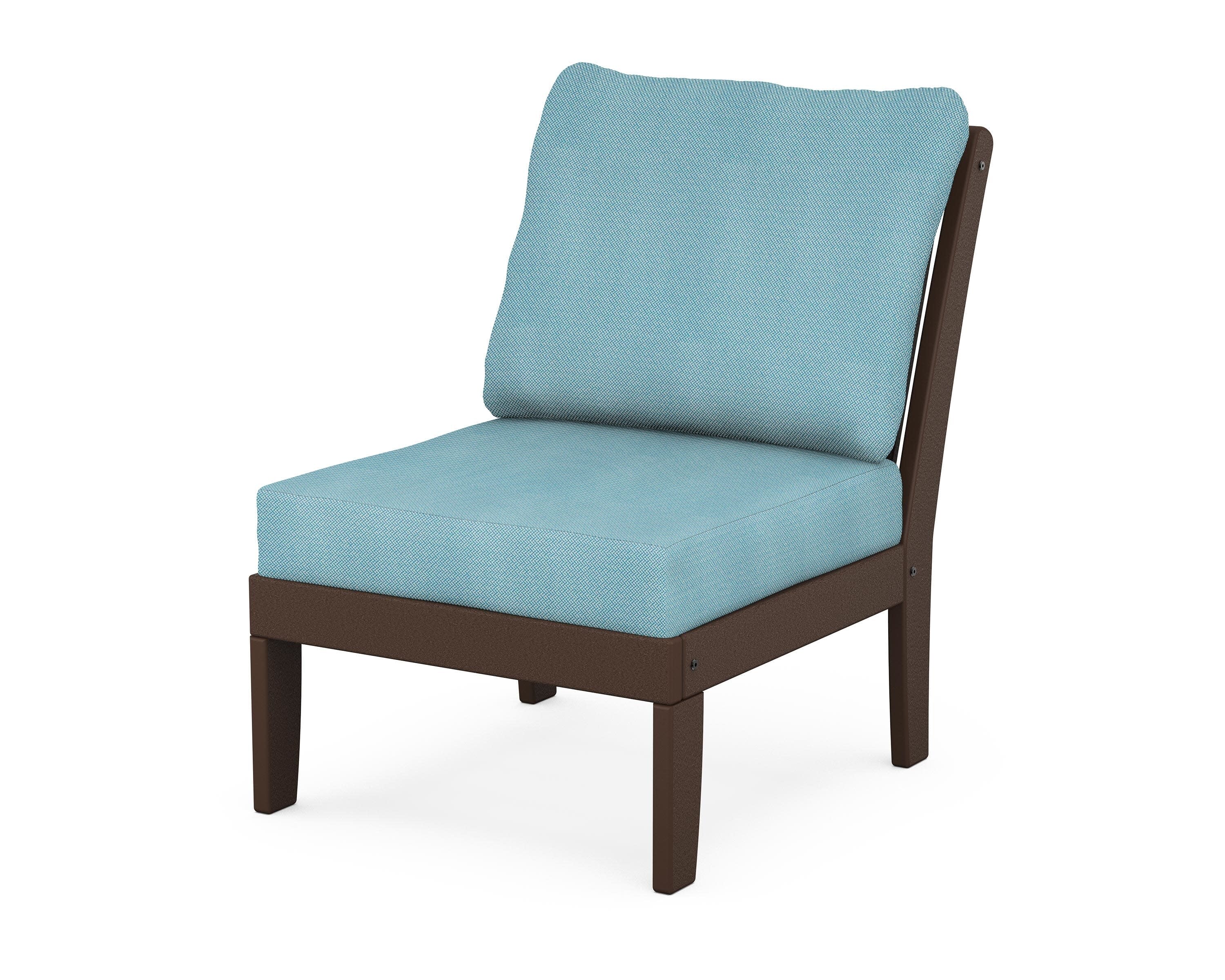 Braxton Modular Armless Chair in Mahogany / Lattice Sky Blue