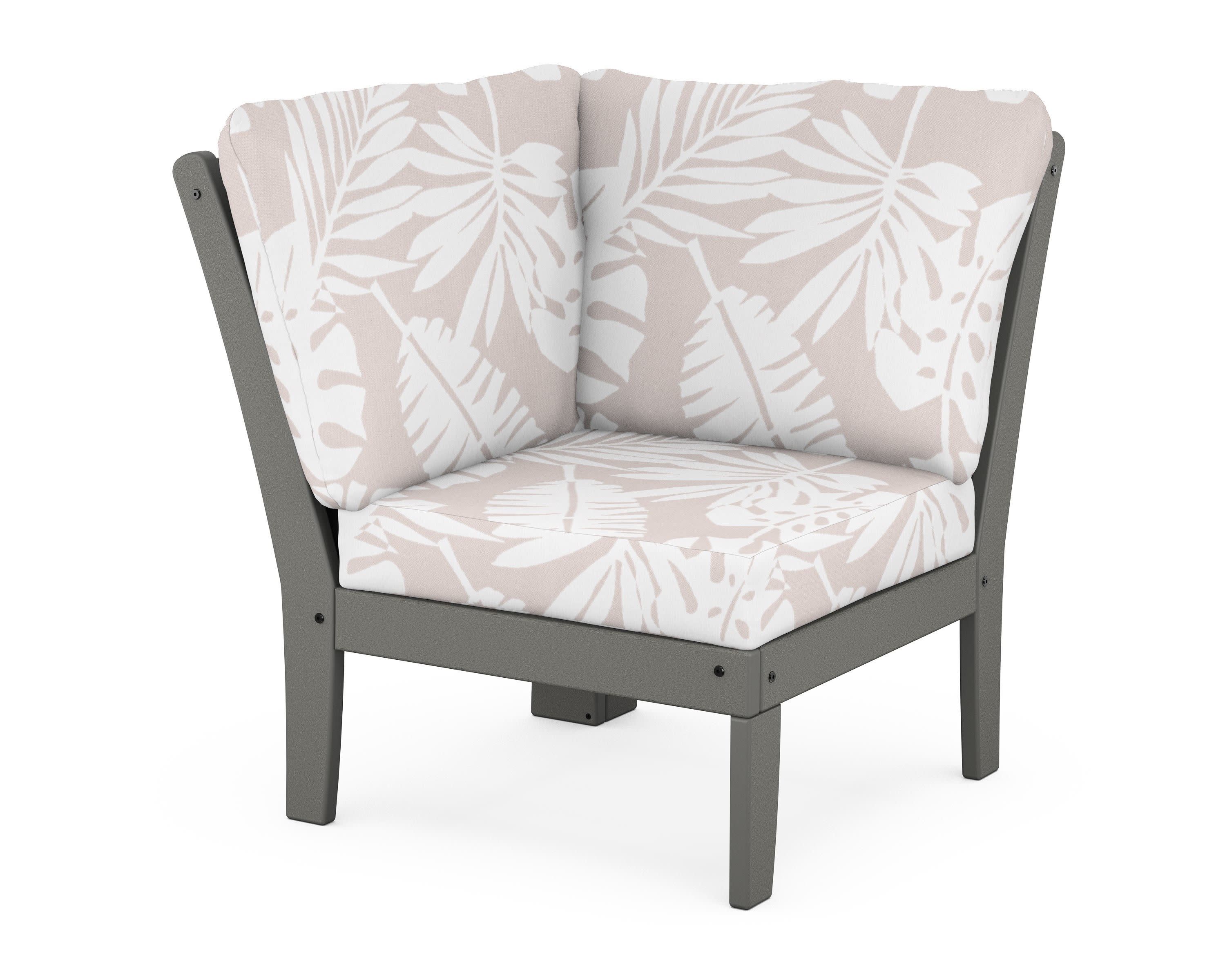 Braxton Modular Corner Chair in Slate Grey / Leaf Dune Burlap