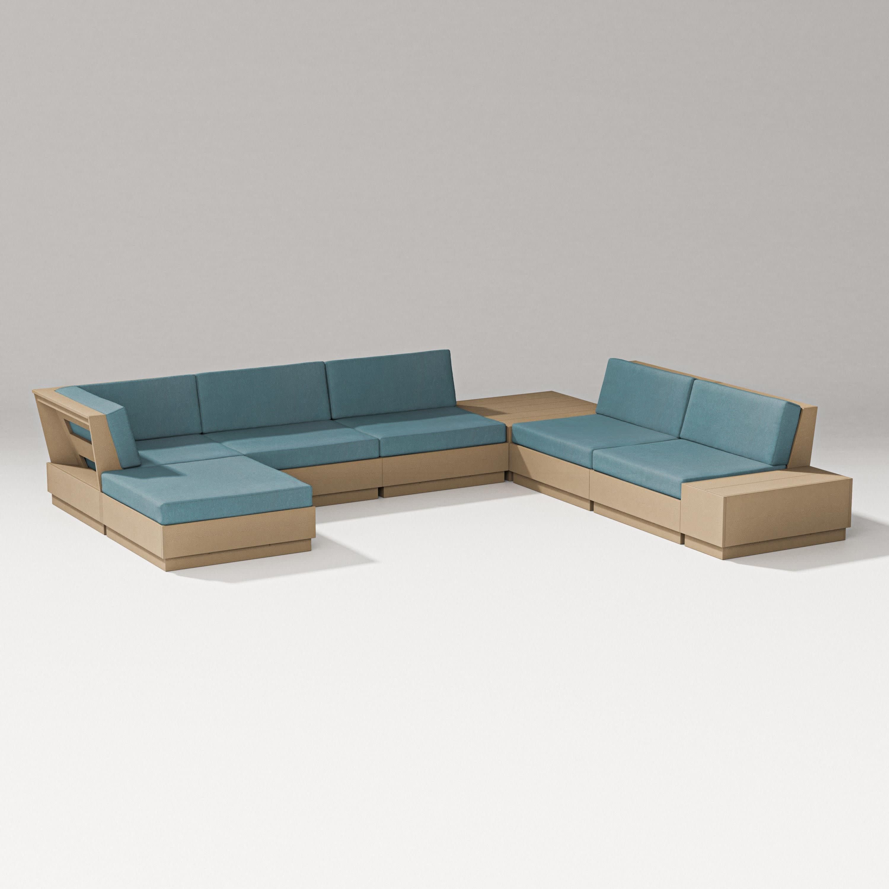 Elevate 8-Piece Corner Sectional in Vintage Sahara / Ocean Teal