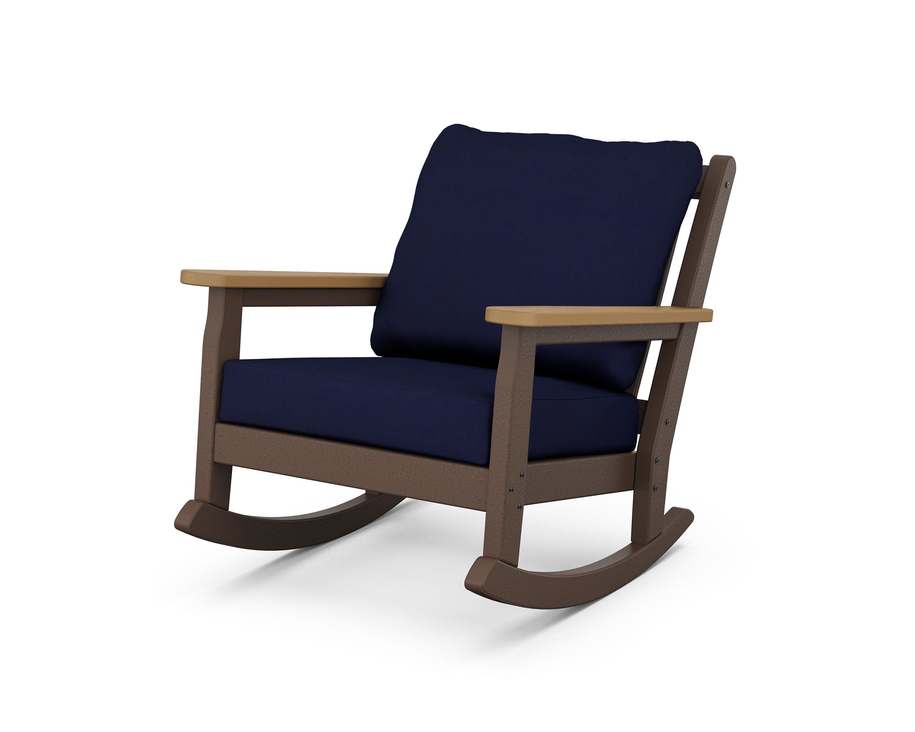 Chippendale Deep Seating Rocking Chair in Mahogany / Natural / Navy