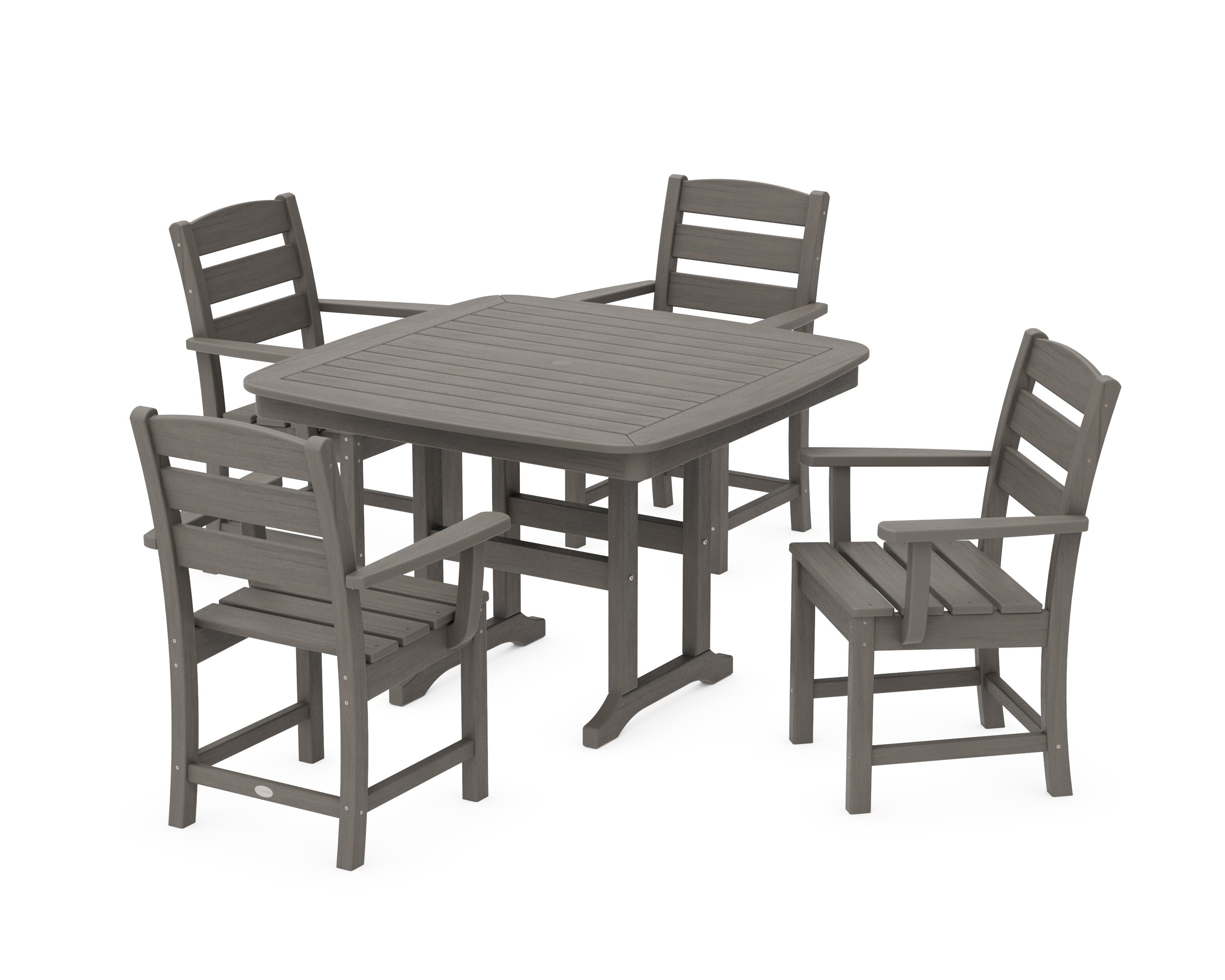Lakeside 5-Piece Dining Set with Trestle Legs in Driftwood