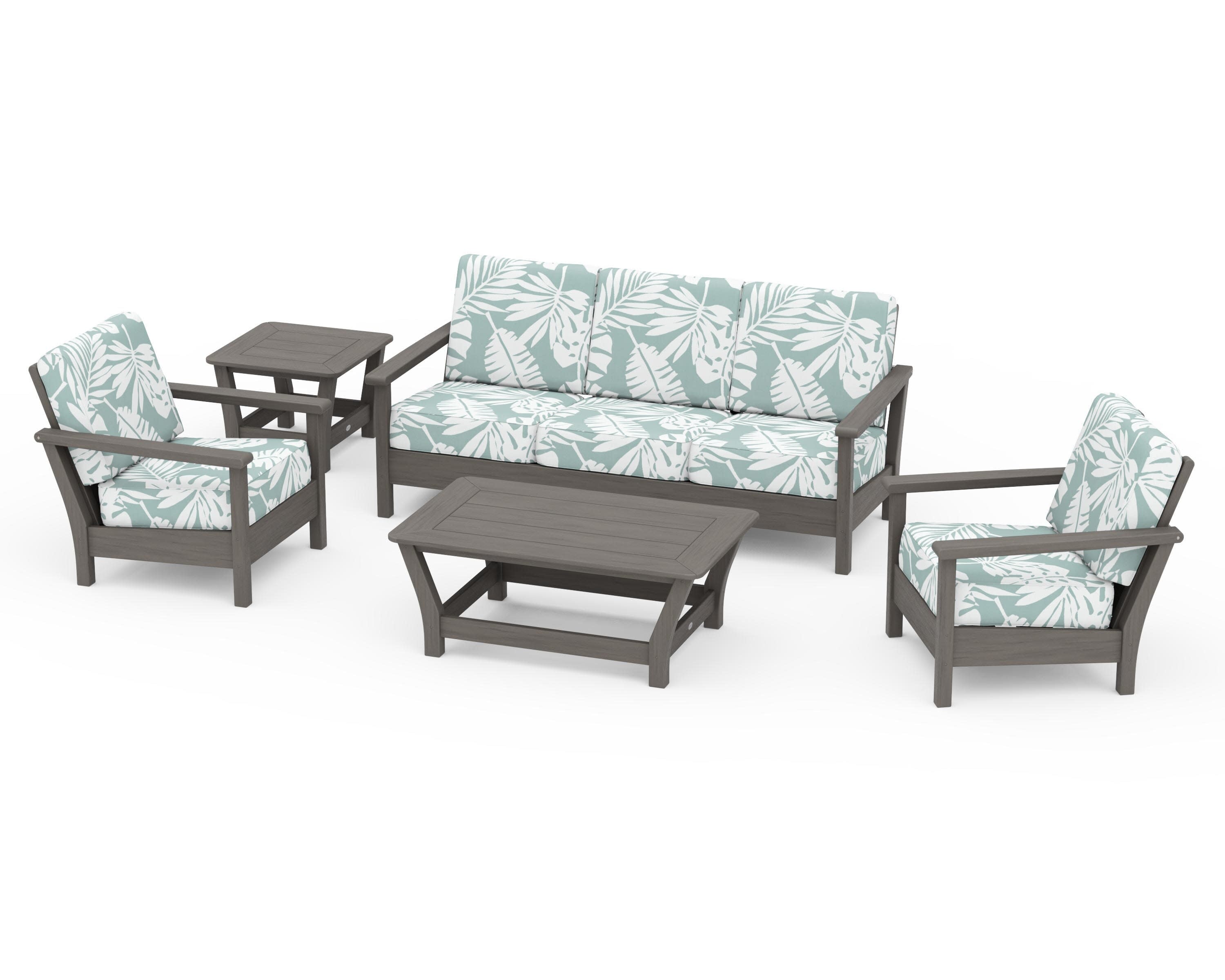 Harbour 5-Piece Deep Seating Set in Driftwood / Leaf Glacier Spa