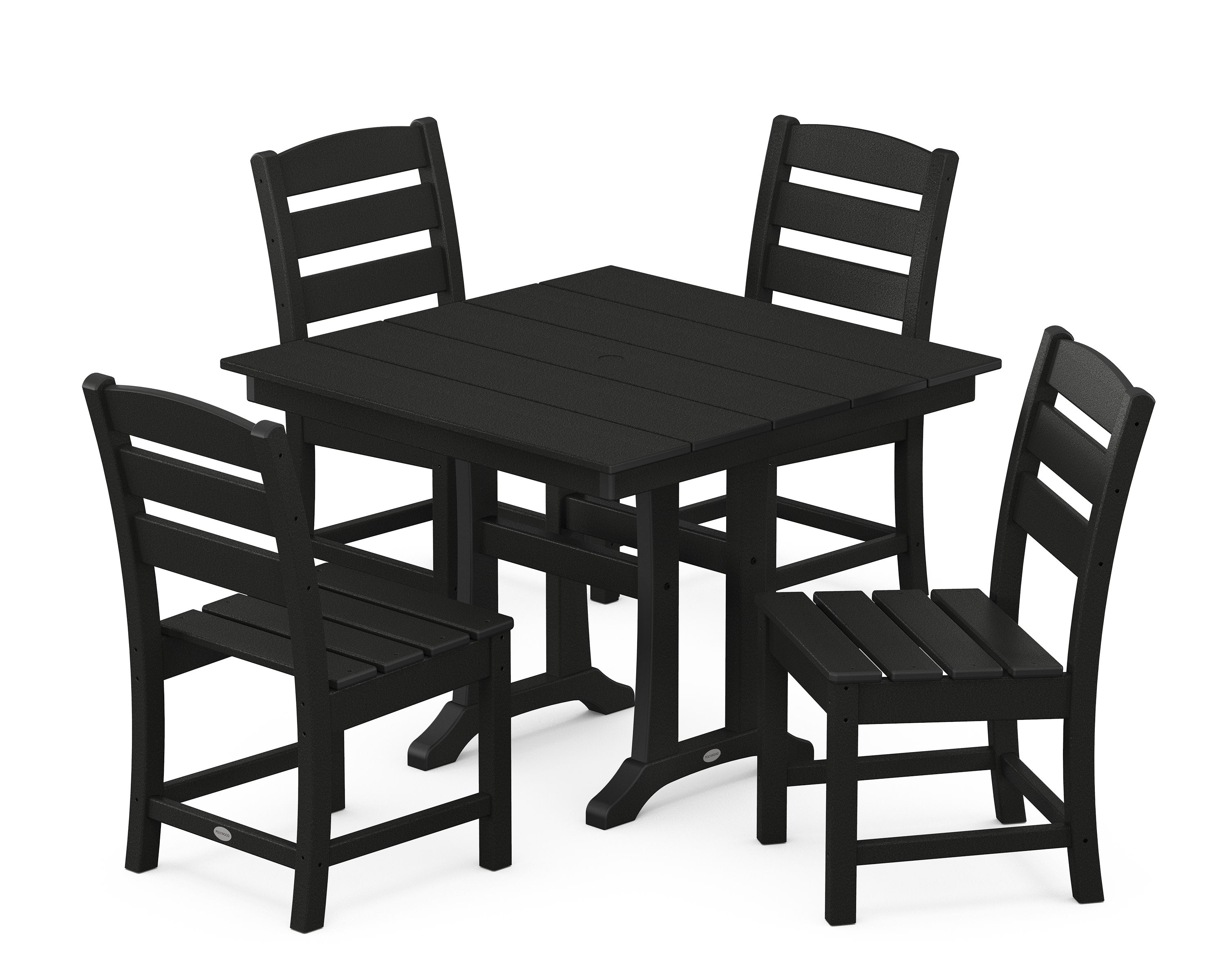 Lakeside 5-Piece Farmhouse Trestle Side Chair Dining Set in Black